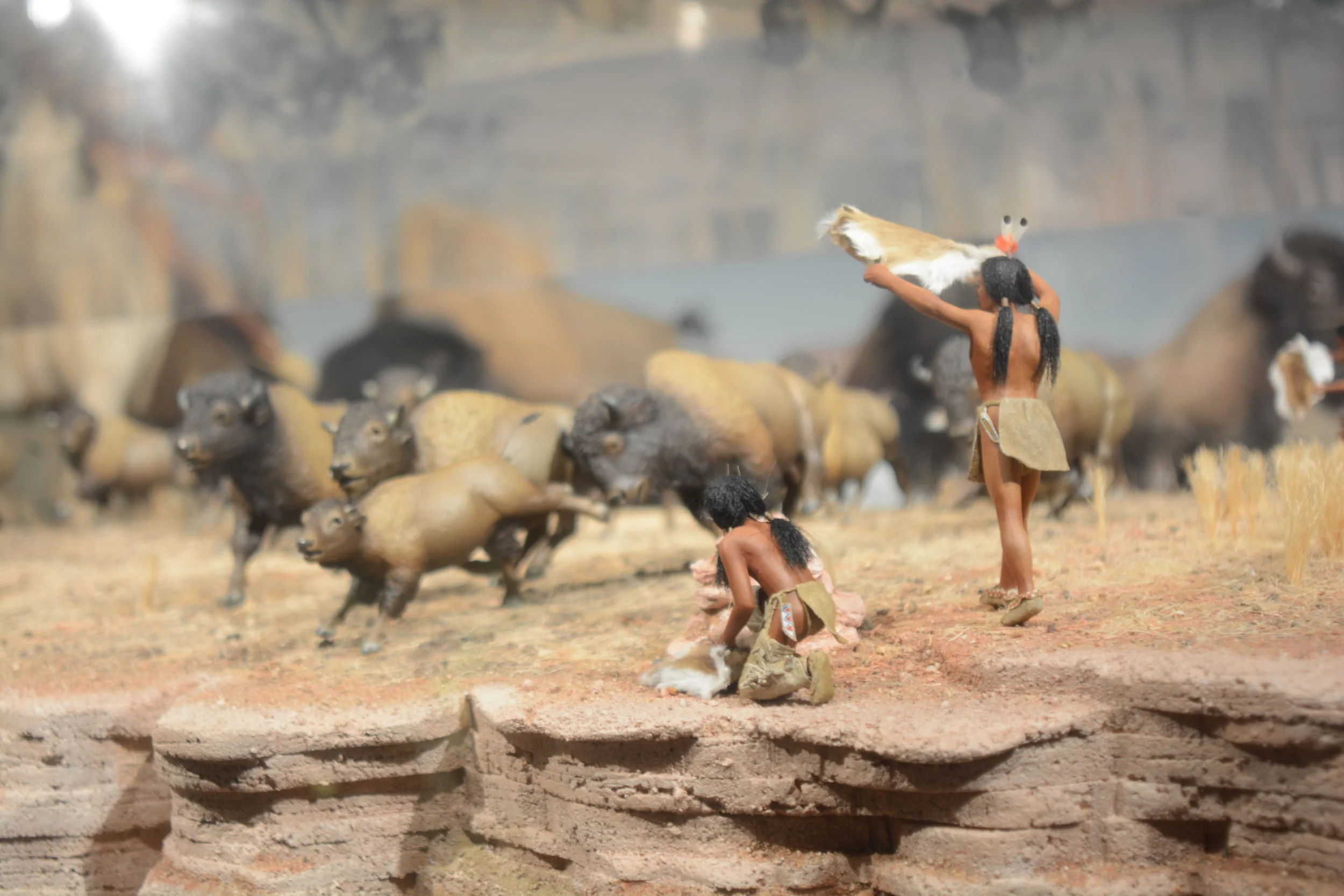  Pre-horse Bison Hunt miniature diorama 