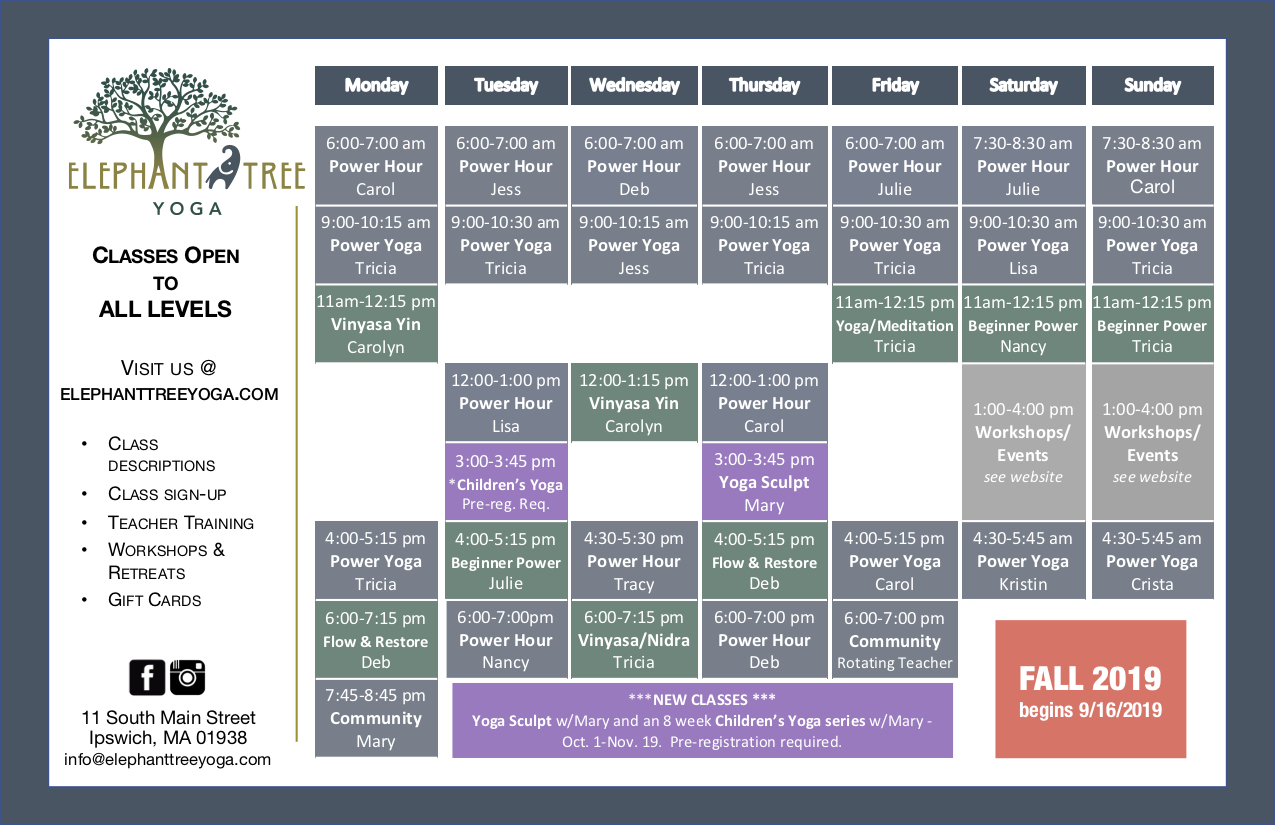 NEW Fall 2019 Schedule