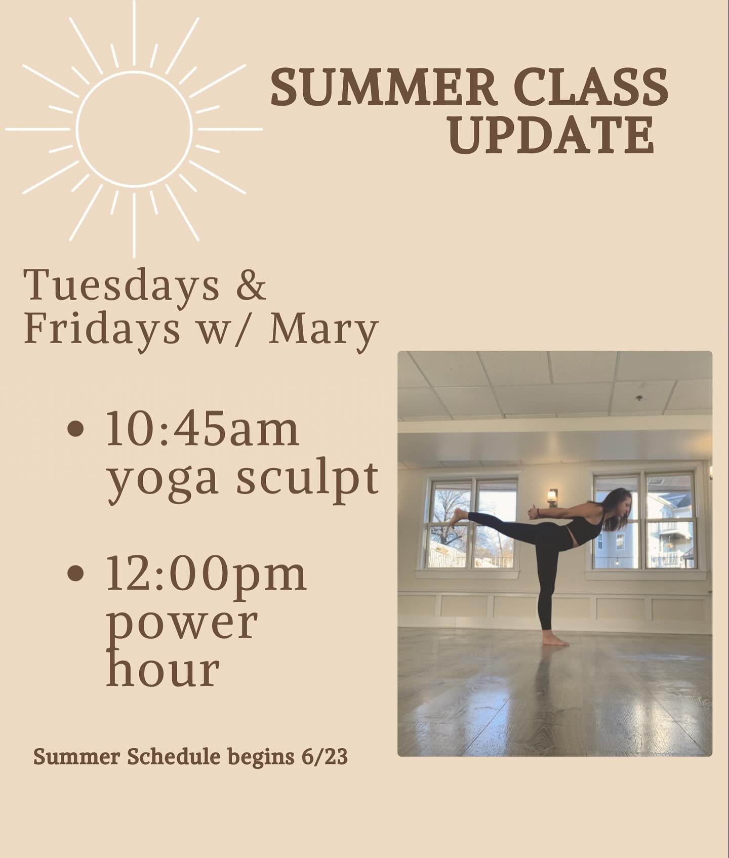 New classes added for this summer! 🐘🌳☀️
&bull;
&bull;
&bull;
#ety #elephanttreeyoga #ipswichma #ipswichyoga #northshore #northshorema #northshoreyoga #northshoremayoga #poweryoga #power #vinyasa