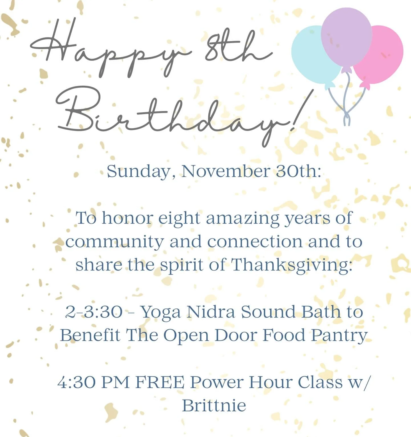 Keep the celebrations going this week with our 8th birthday celebration! 🐘🌳🎉🎂
&bull;
&bull;
&bull;
&bull;
&bull;
&bull;
#ety #elephanttreeyoga #ipswichma #ipswichyoga #northshore #northshorema #northshoreyoga #northshoremayoga #poweryoga #power #