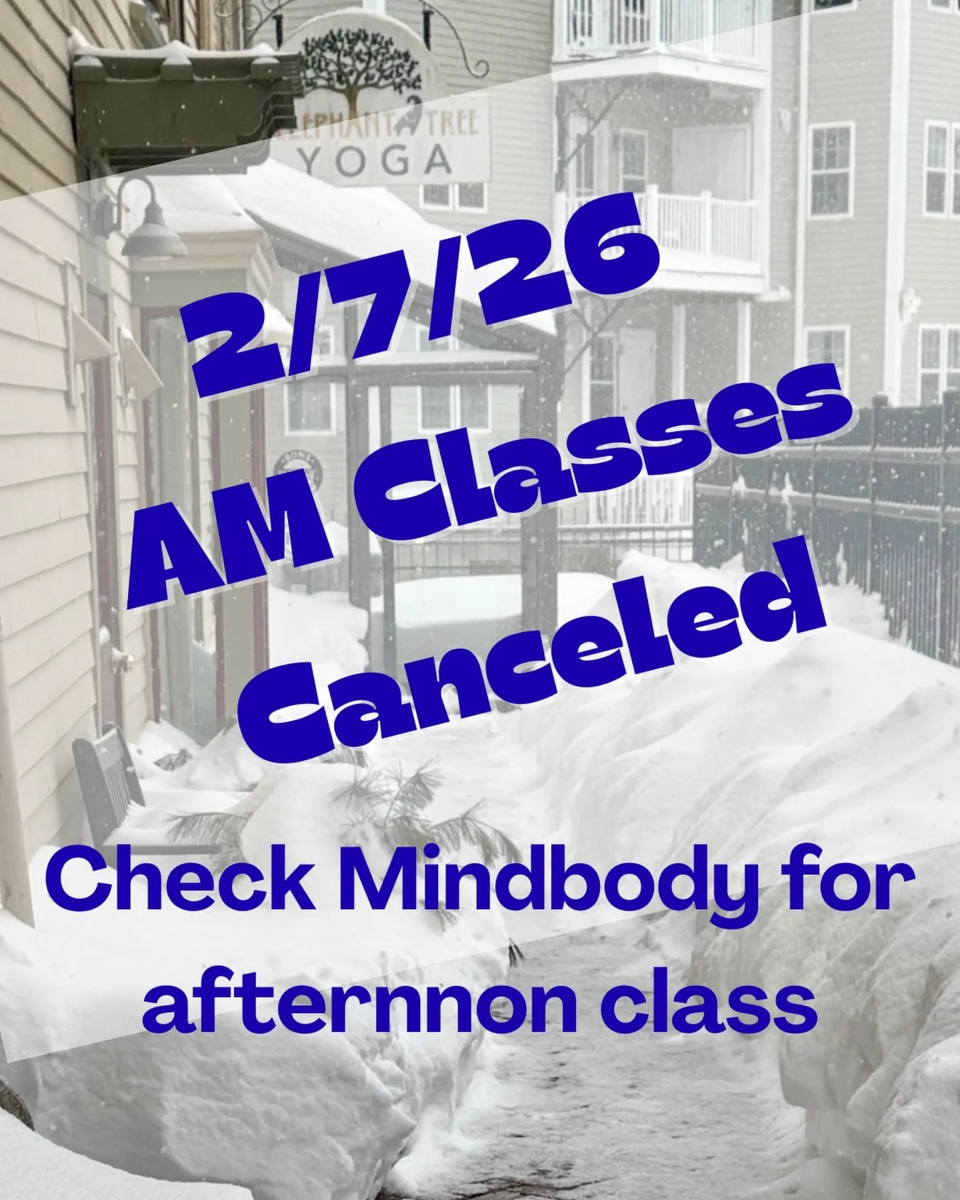 ❄️Weather update - this morning&rsquo;s classes are canceled for safety. Please check Mindbody for updates (posted at least 45 minutes prior). Ipswich parking ban in effect through Sunday night. See town website for details.

🤍Stay safe and warm.