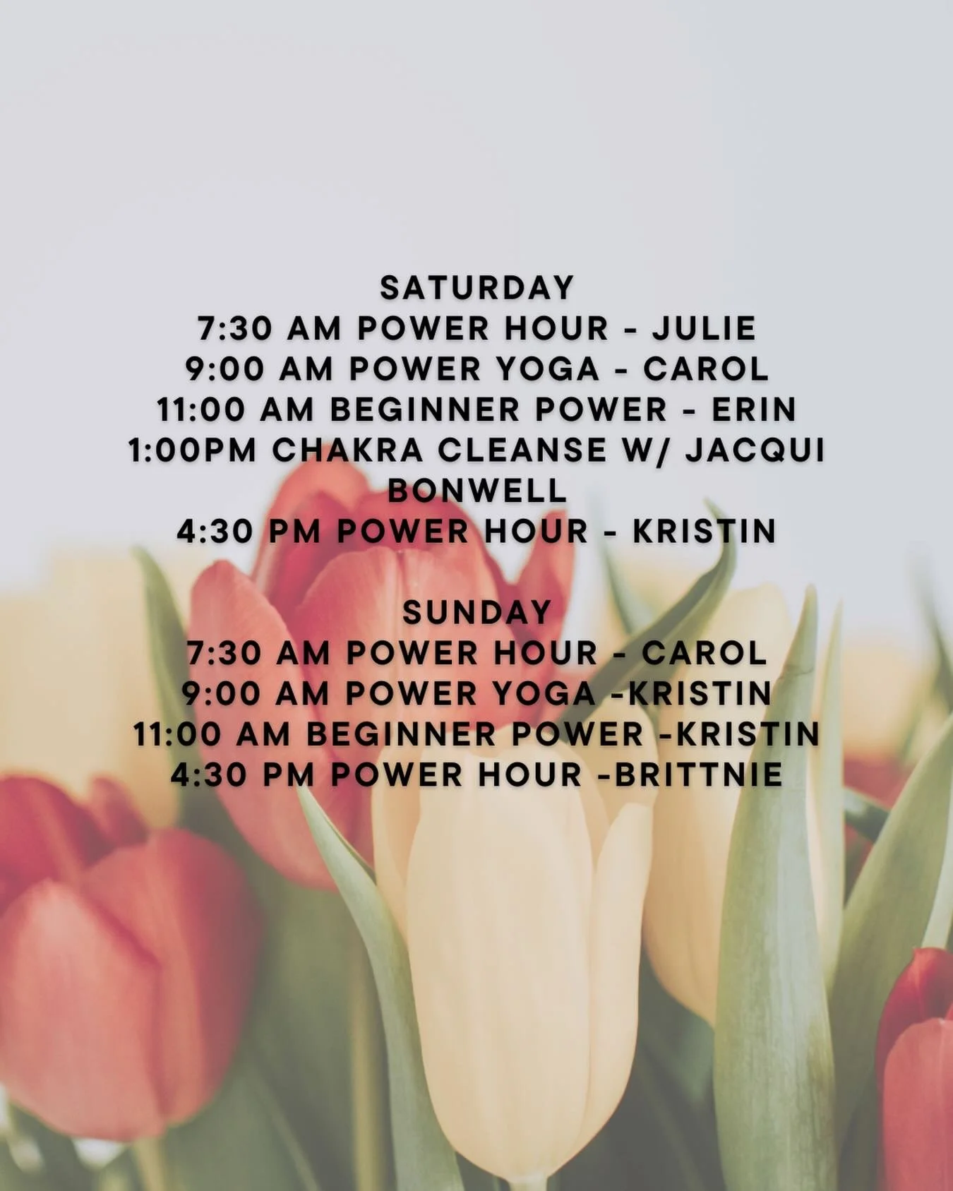 Check out our schedule this weekend! Join @jacquibonwell for a special chakra cleanse on Saturday at 1pm! 🐘🌳☀️
&bull;
&bull;
&bull;
#ety #elephanttreeyoga #ipswichma #ipswichyoga #northshore northshorema northshoreyoga northshoremayoga poweryoga po