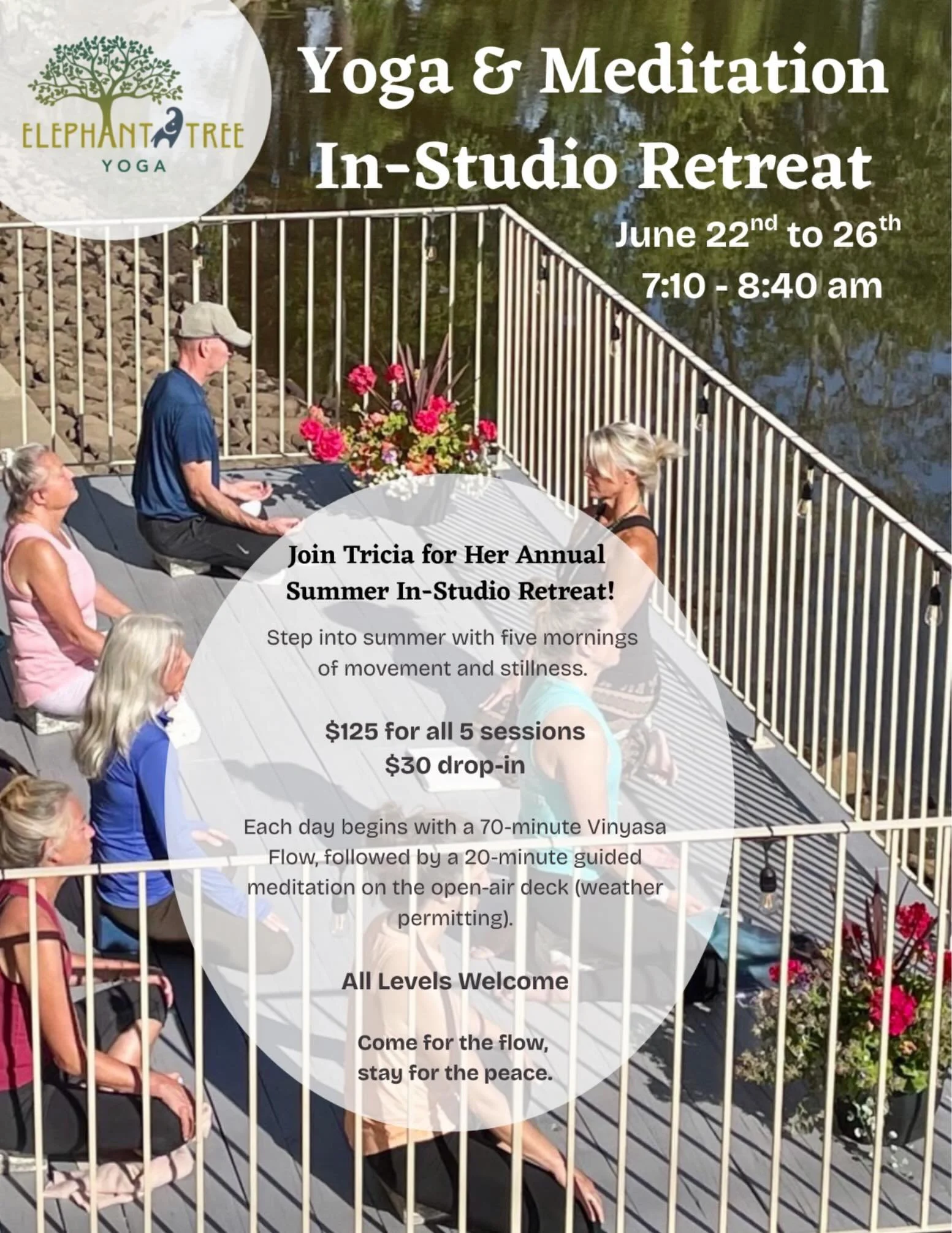 Tricia&rsquo;s annual in-studio summer retreat is back! Don&rsquo;t miss out on this special week of yoga and meditation! 🐘🌳☀️
&bull;
&bull;
&bull;
#ety #elephanttreeyoga #ipswichma #ipswichyoga #northshore northshorema northshoreyoga northshoremay