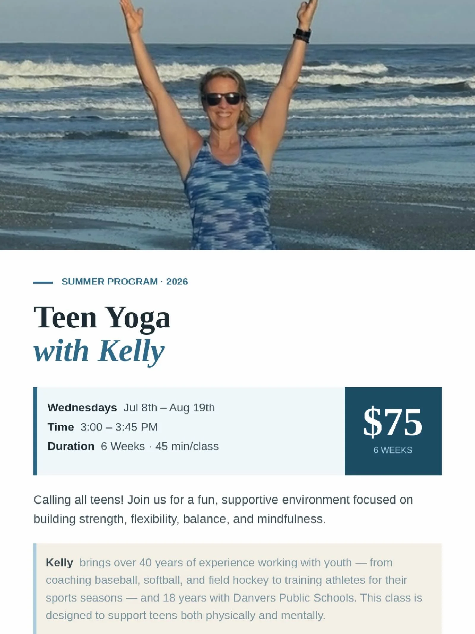Summer is the perfect time for yoga! Join Kelly for teen yoga starting in July!
&bull;
&bull;
&bull;
#ety #elephanttreeyoga #ipswichma #ipswichyoga #northshore northshorema northshoreyoga northshoremayoga poweryoga power vinyasa