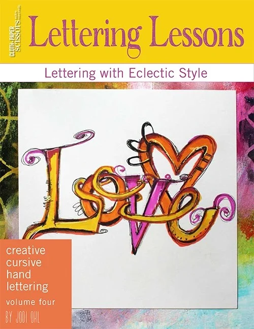 In Lettering Lesson, “Creative Cursive Hand Lettering,” self-taught mixed-media artist Jodi Ohl demonstrates a variety of ways to use your handwriting to create colorful letters and quotes. She encourages readers to experiment, and also shows unique lettering incorporated in the pages of her journal. Let Jodi show you how to add character to your lettering with her techniques for adding shadows and color, frames, doodles, and more when your download your December Lettering Lesson today!
