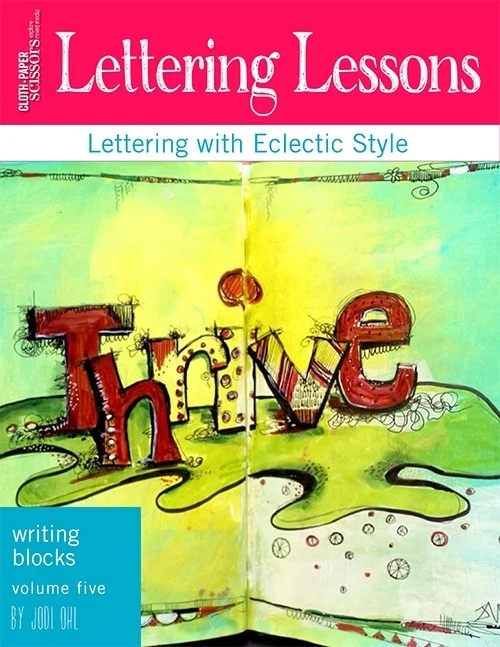 Create more playful letters with Jodi Ohl and her colorful Block Lettering lesson. Learn to use different pens and nibs to create a variety of designs. Experiment, practice, and refine your lettering style with some new ideas and techniques for shaping and dressing up your letters. Color letters, inside and out; add lines, dots, and more; and then create within circles to add to the fun. Let Jodi help you find your unique lettering style. Download your Lettering Lesson instantly!