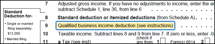 Qualified Business Income Tax Deduction as seen on your tax return