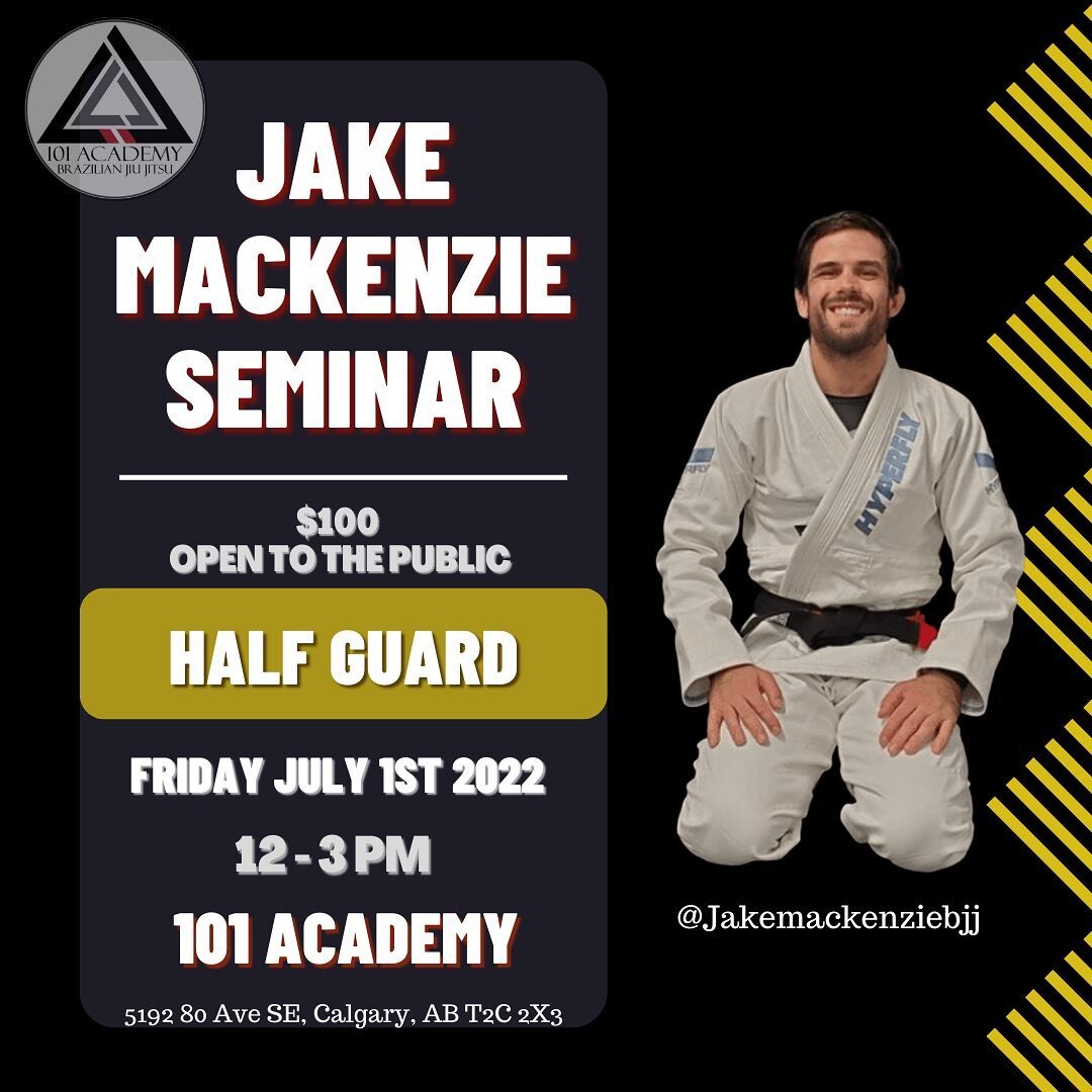 Half guard wizard @jakemackenziebjj is back this summer @101academy. Pay at the door, see you all there 🤙🏼

#jakemackenziebjj #seminar #101academy #gfteam #gtfcanada #gft #yyc #halfguard #wizard