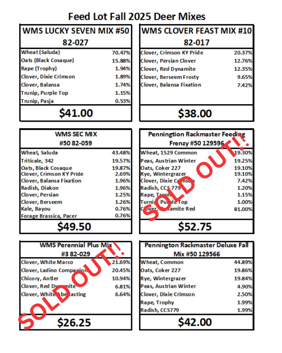 Fall Plot Mixes 2025 — The Feed Lot, Inc