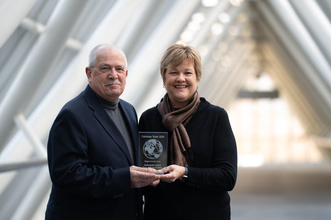  Scott and Karen Goddin were honored by the Oregon Consular Corps for their many years of service related to international trade. 