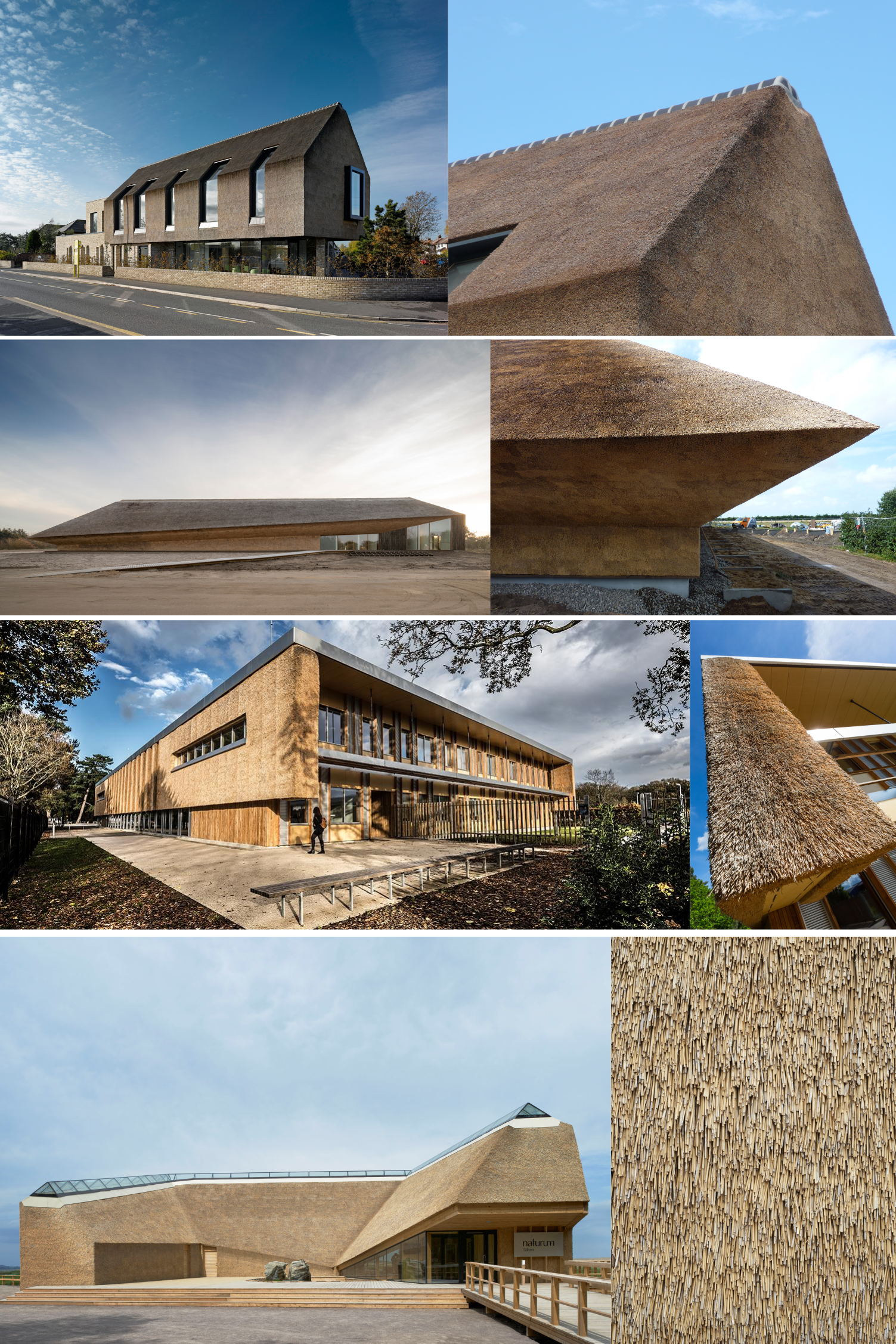 Top down: The Lighthouse(Formby, UK)) - DK Architects, Waden Sea Center(RIbe,Denmark) - Dorte Mandrup, Enterprise Center (East Anglia, UK)- Architype, Tåkern Visitor Centre (Glänås, Sweden) - Wingårdh Arkitektkontor.