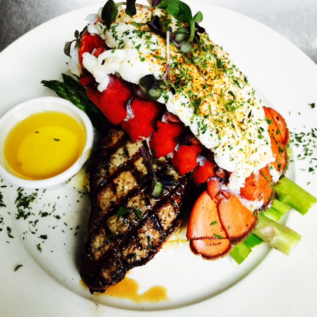 big easy Surf & Turf- NY Strip & Lobster Tail with Mashed Potatoes and Asparagus ....jpg