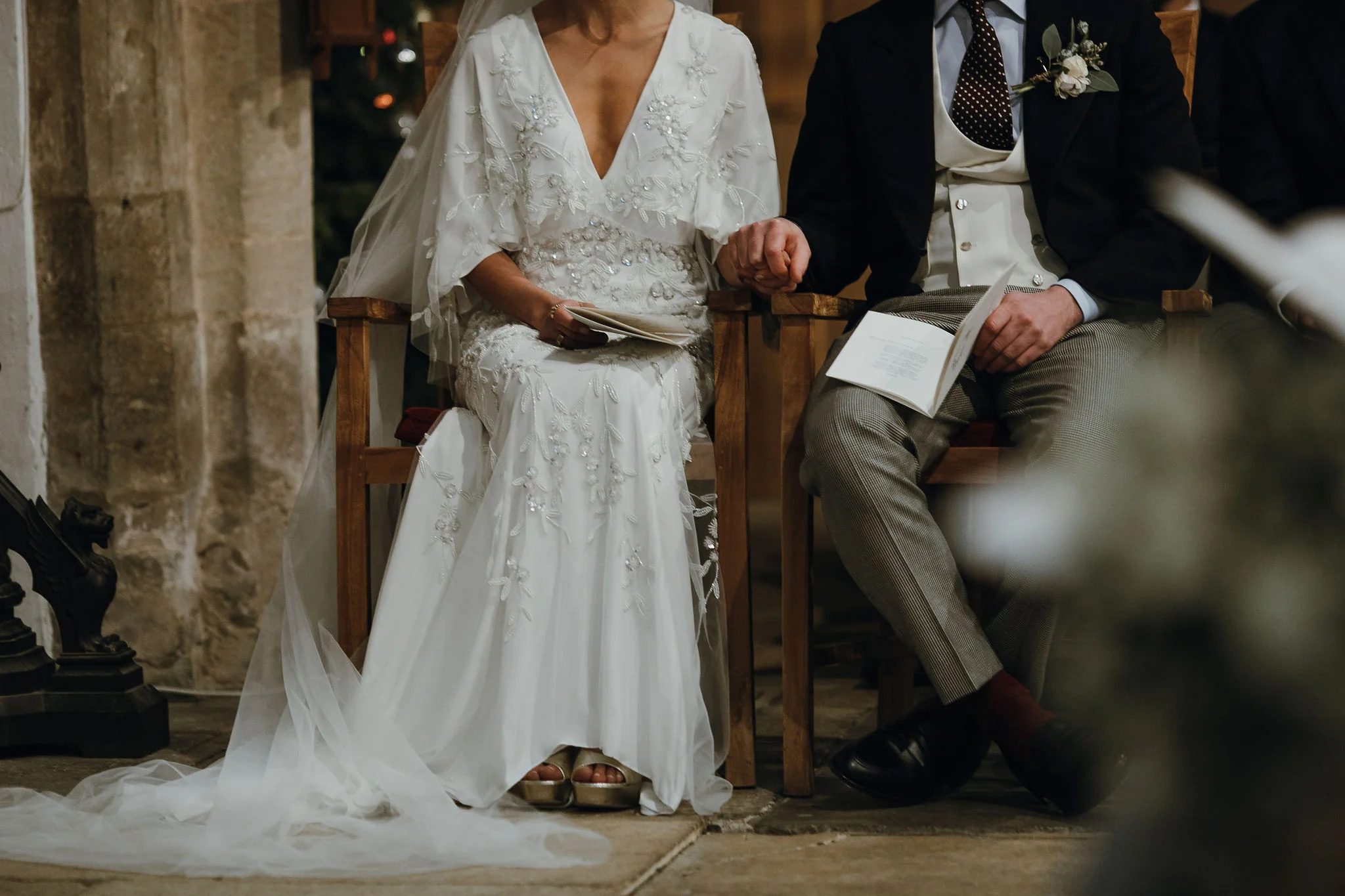Lida & Will decided on a winter wedding in a quaint village called Gretton, at Will’s family home. The couple had a heated marquee in the garden and decorated with Christmas trees, candles, & seasonal flowers. They asked that each guest bring a Christmas ornament, and hung them on the ‘wedding tree’. The couple now has loads of wonderful baubles from dear friends & family to use on future Christmas trees to come!
