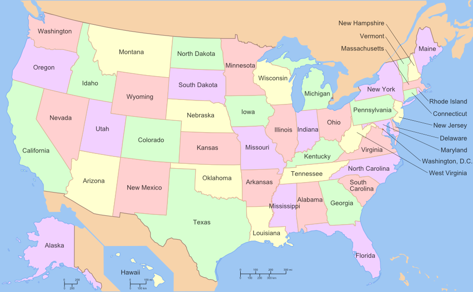 Map of the United States of America (CC BY-SA 3.0, https://commons.wikimedia.org/w/index.php?curid=8884010 )