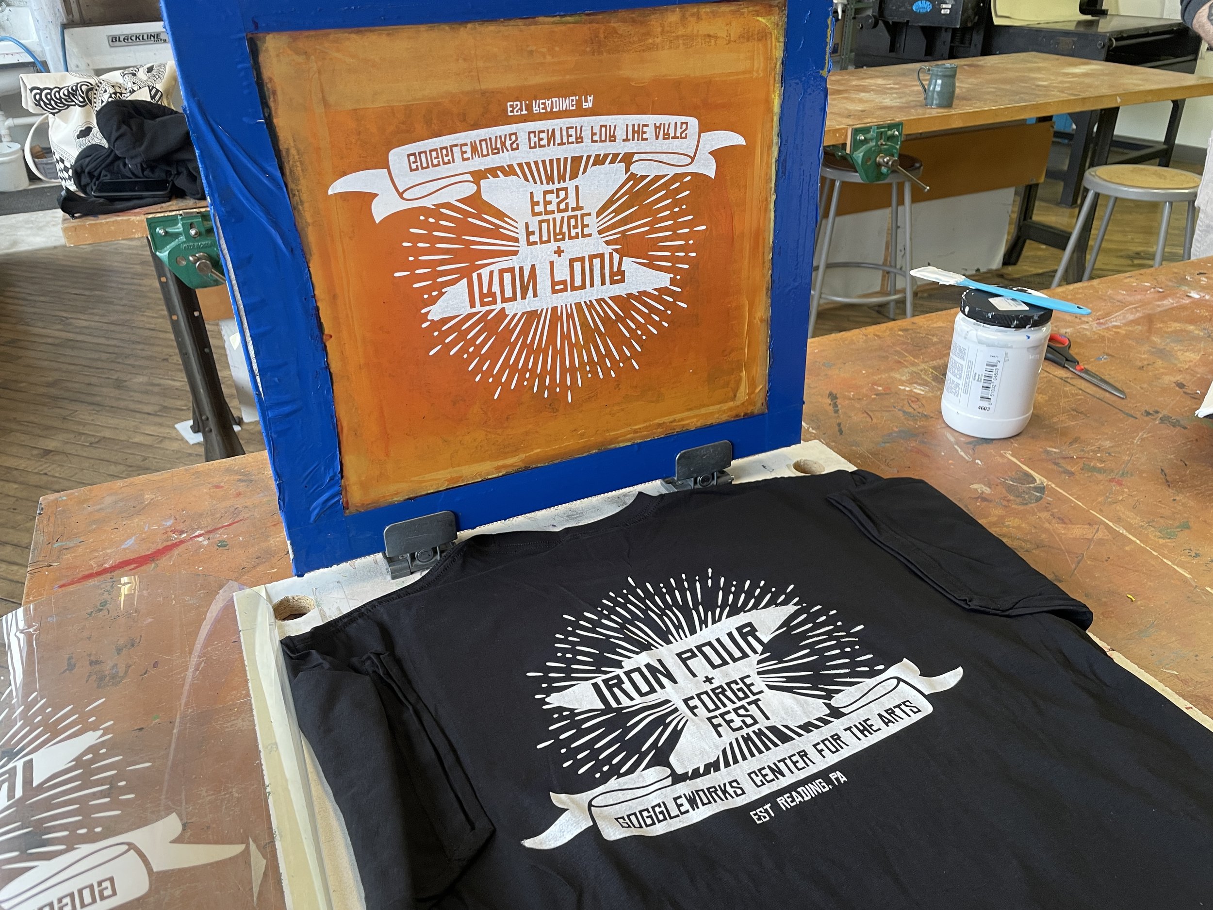  Back design being screen printed  