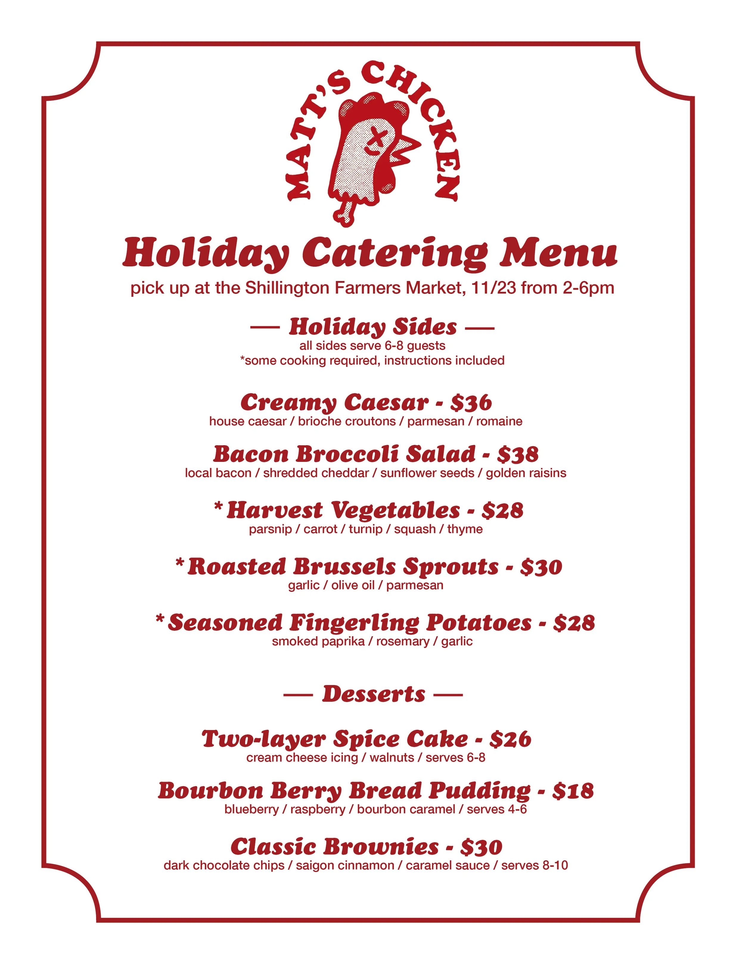  2022 Holiday Menu Design  