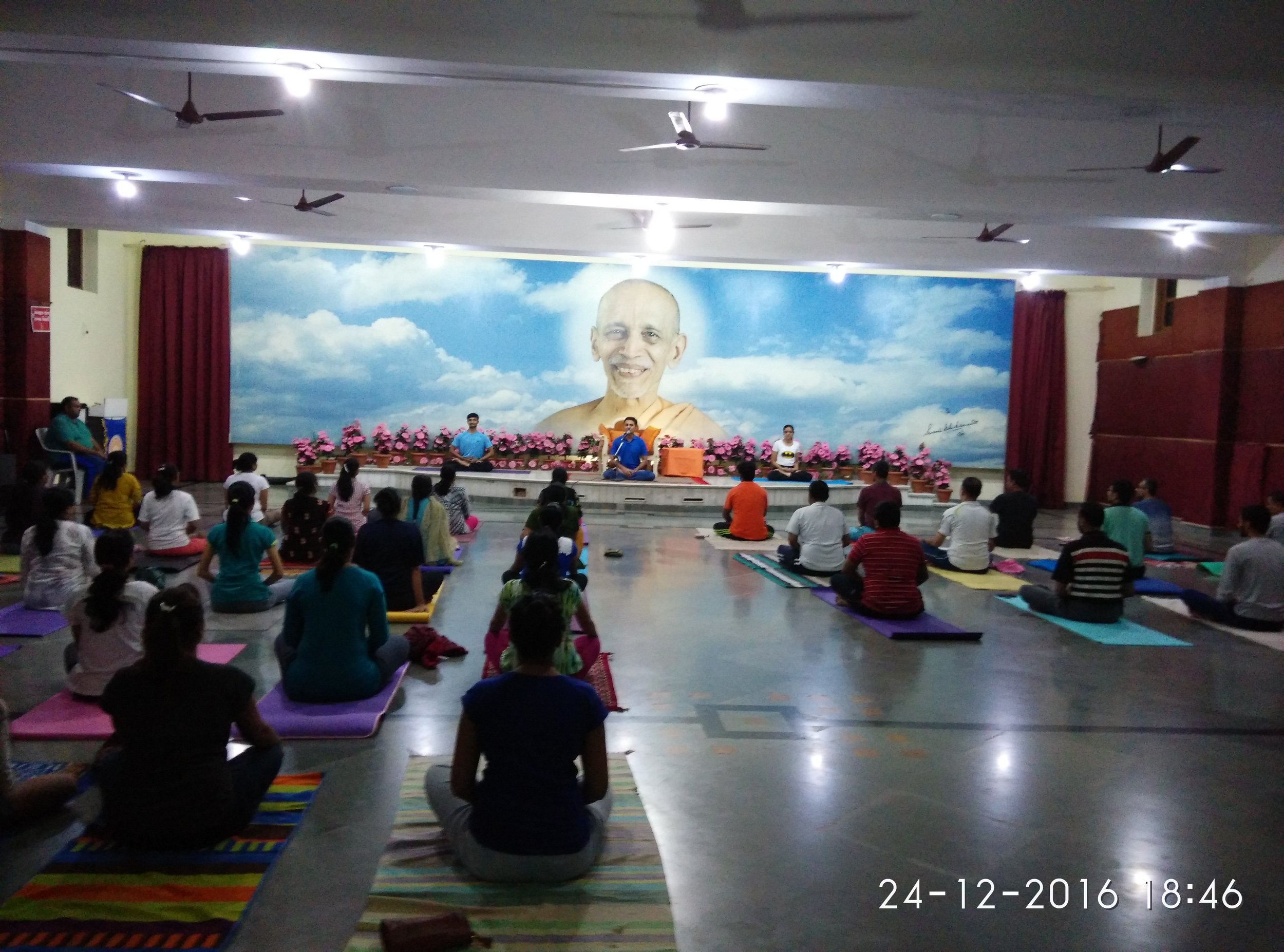 Meditation in Beginners' batch in the feet of H.H. Shri Swami Chidananda, at Dhyan khand, Sivananda Ashram, Dec 2016