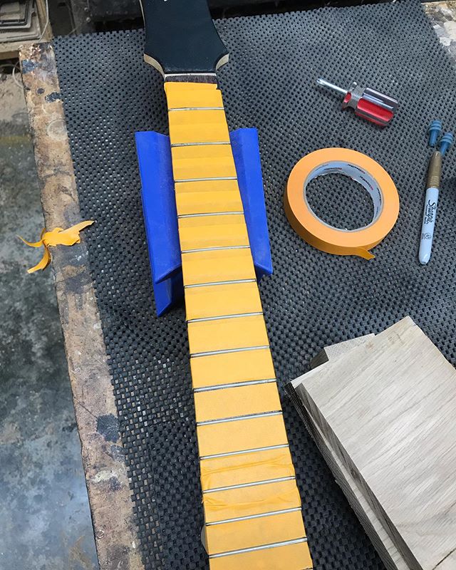 Fret work and spraying finish today!