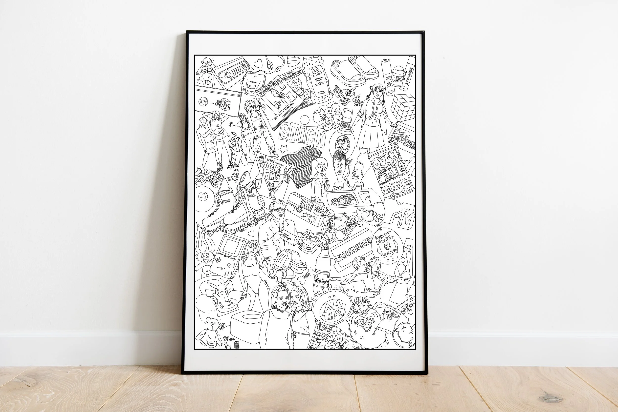 90s Nostalgia Print (Black and White)