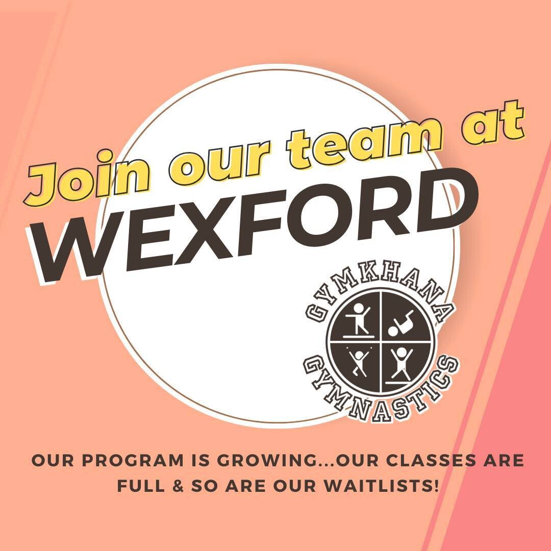 📍If you live in Wexford or the surrounding areas, we want you to join our staff!

🤸🏽&zwj;♀️ Our program is growing and we have full classes and waitlists.

☑️ Positions available:
Recreational Instructors
Front Desk Staff

✅ Requirements
A friendl