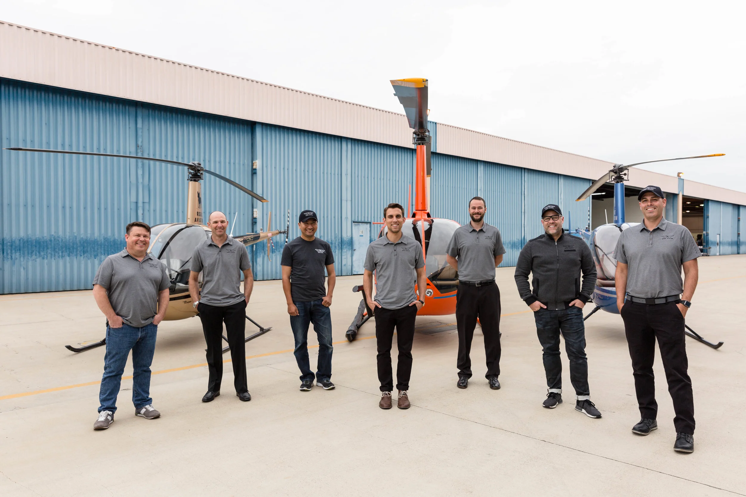 Meet the Rogue Aviation Team (from left to right): Brian Byfield (Owner), Chris Crampton (CFI), John Alvarado (CFI), Wade Wright (CFI), Kevin Major (CFI), Matt Barnes (Owner/Director of Education) and James Baker (Owner/Chief Pilot).