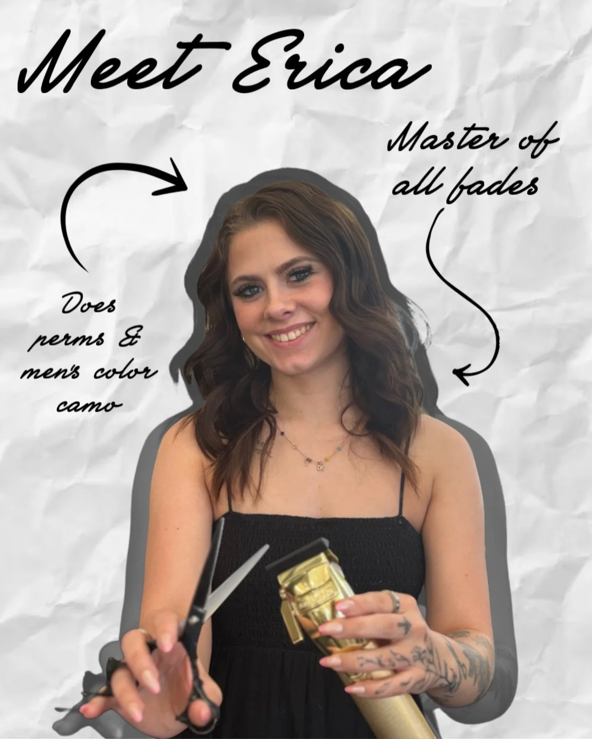 Our one and only barber, Erica! She loves doing trendy fades but at the end of the day all men&rsquo;s cuts are her passion! Book with her via the link in her bio or call (785) 539-5727

#barber #manhattanks #fortriley #junctioncity #kstate