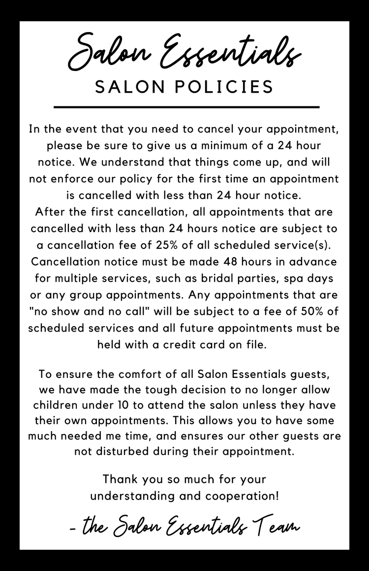 Our Policies — salon essentials