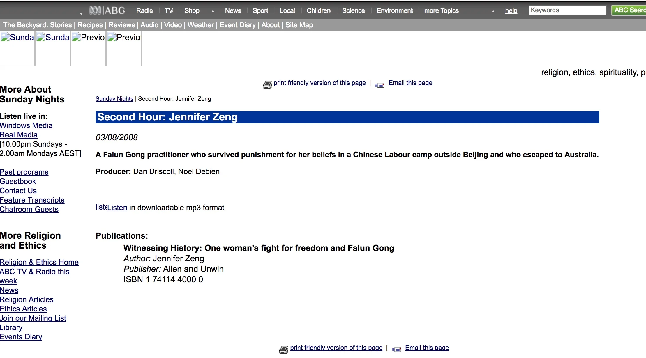 ABC Sunday Nights' Interview with Jennifer