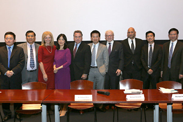 Charles Lee, Dr. Katrina Lantos Swett,, President of the United States Commission on International Religious Freedom, USCIRF, Jennifer Zeng, Congressman Chris Smith (R-N.J.) , Michael Perlman, director of Free China, Kean Wong, producer of Free China, and others at the private screening of the film Free China: The Courage to Believe at the U.S. Capitol, Sep. 20. Rep. Smith is the Chairman of the Congressional-Executive China Commission (CECC), which sponsored the screening. (Lisa Fan/The Epoch Times)