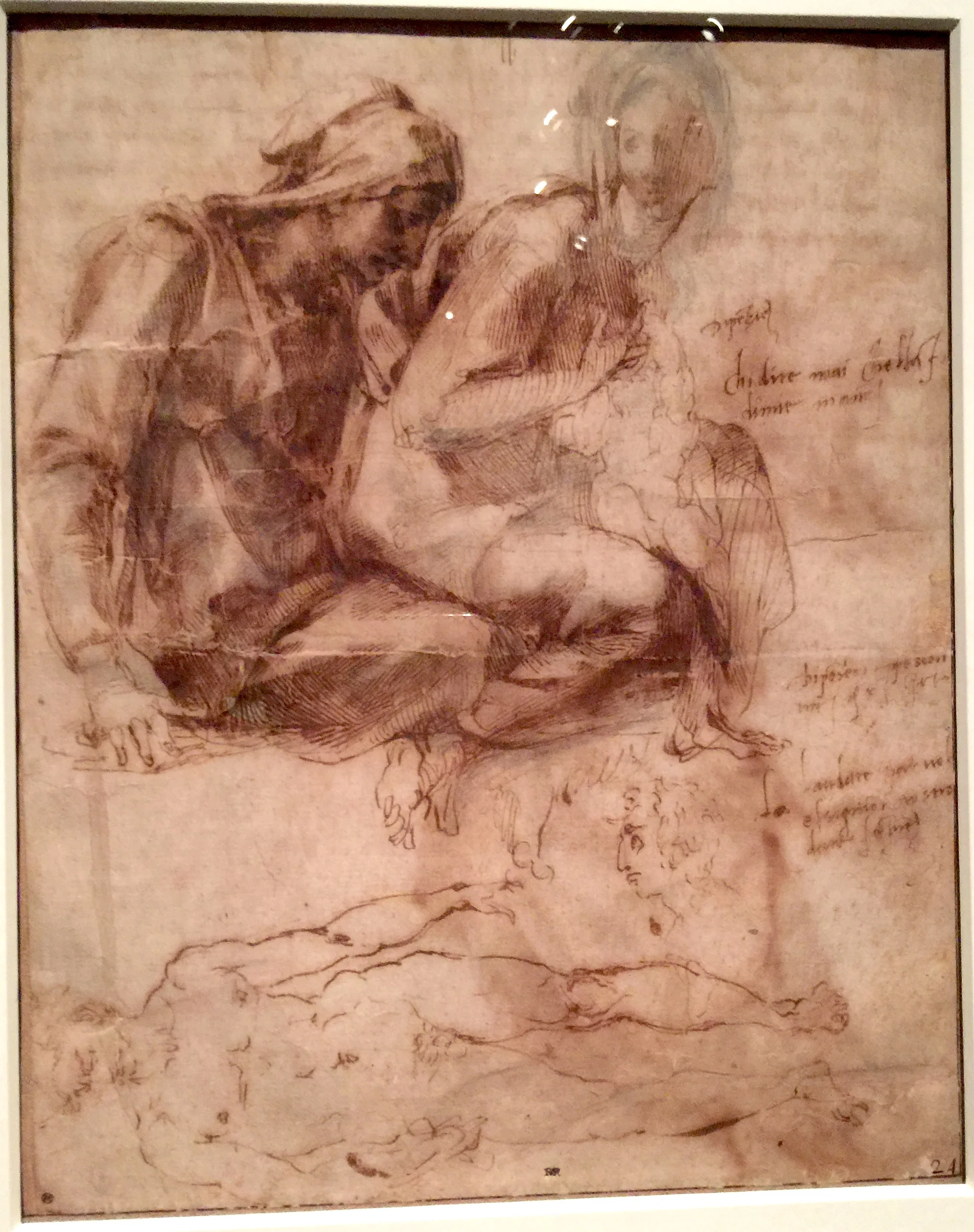 Studies for the Virgin and child with Saint Anne 「聖母聖嬰和聖安妮」手稿