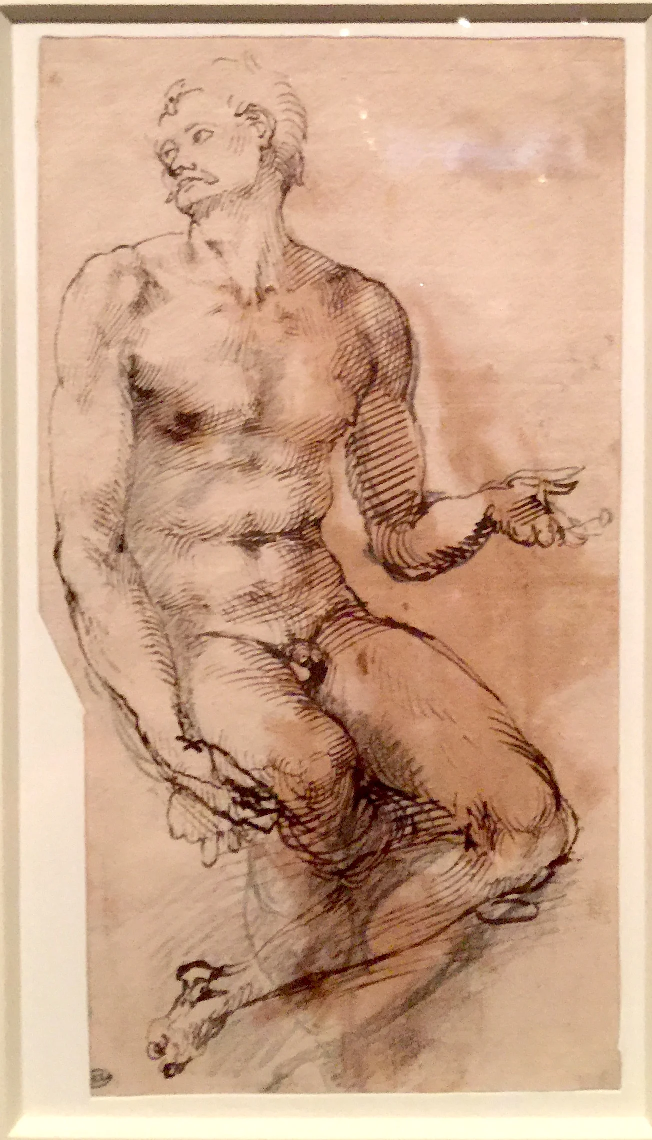 Study of a Seated Male Nude 米開朗基羅教皇尤里烏斯二世墓設計手稿