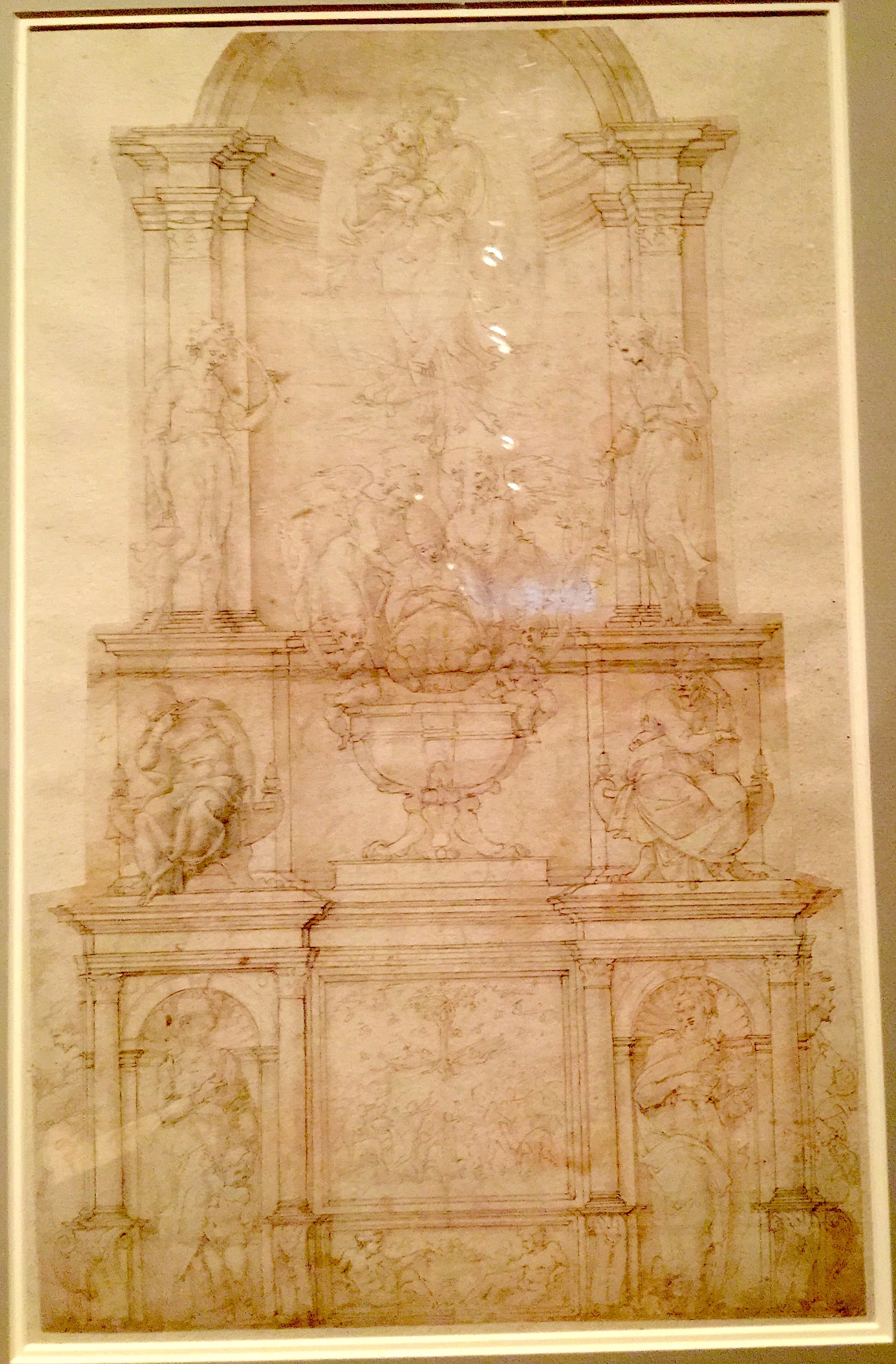 Demonstration Drawing for the Tomb of Pope Julius II  教皇尤里烏斯二世墓設計手稿