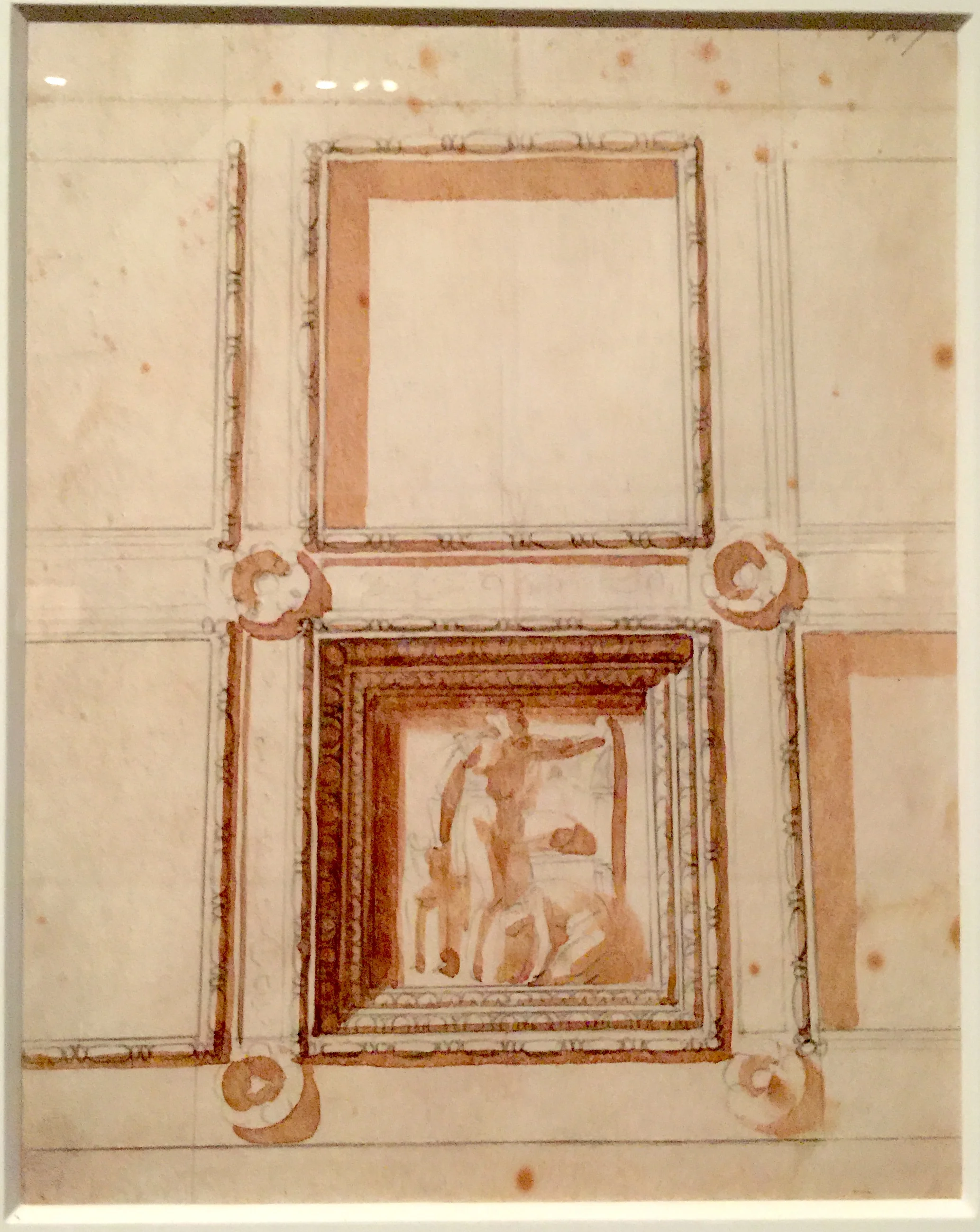 Demonstration drawing for the Design of Coffering on the Vault of the New Sacristy of San Lorenzo 米開郞基羅設計演示稿