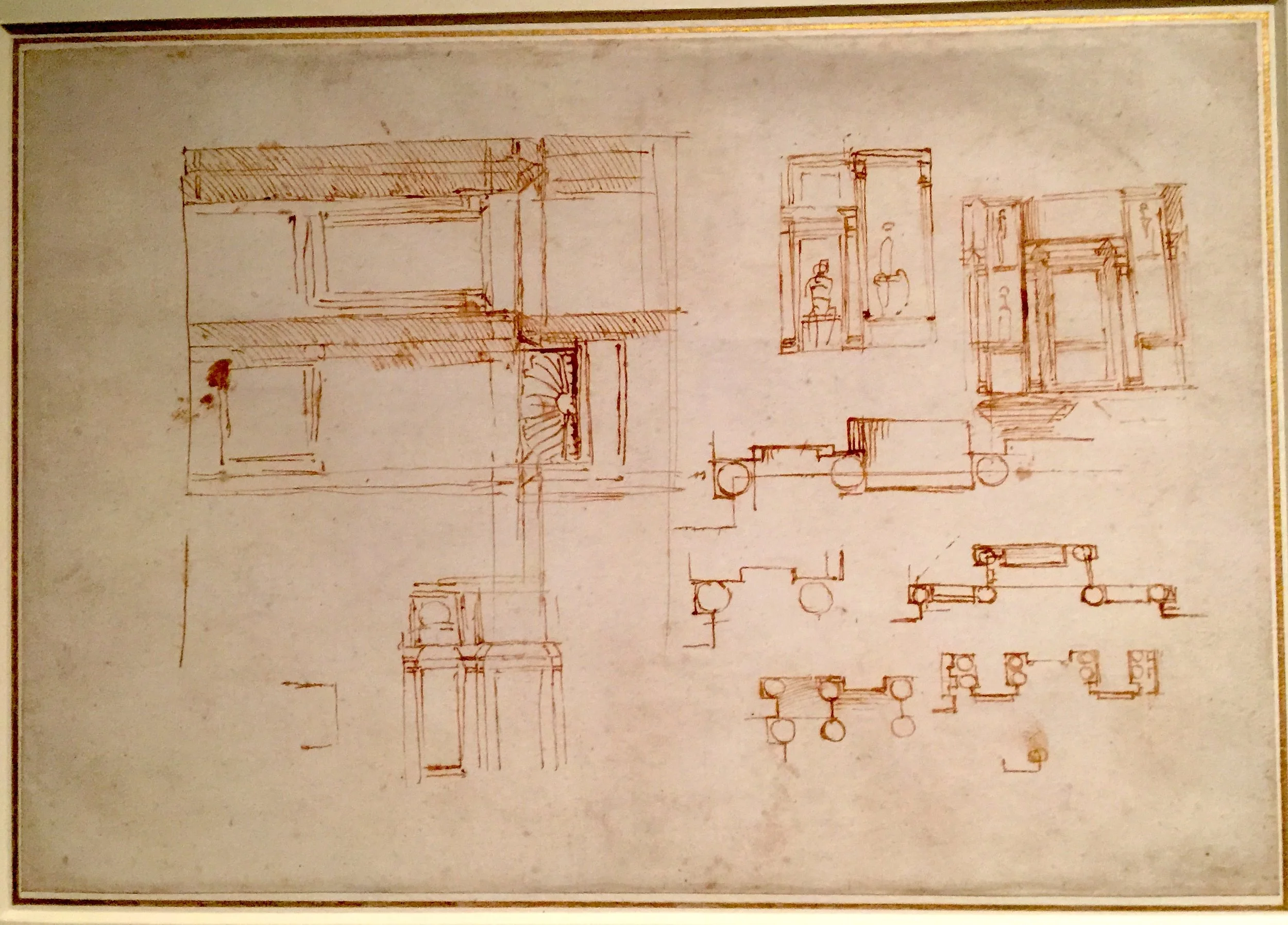 Sketches in Plan and Elevation for a Double Wall Tomb 米開郞基羅設計手稿