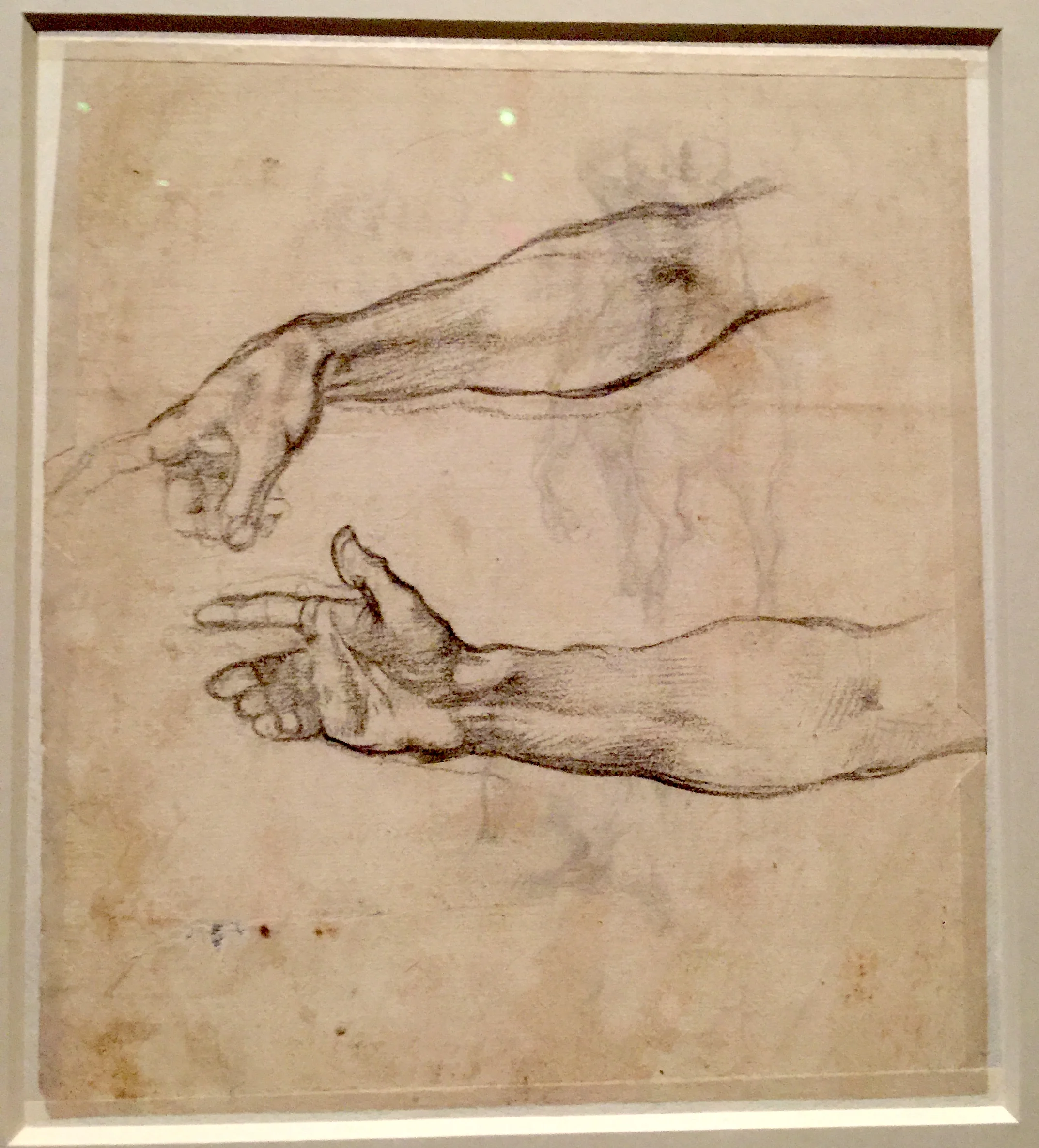 Michelangelo Two Studies for an Arm  米開郞基羅「創造亞當」手稿