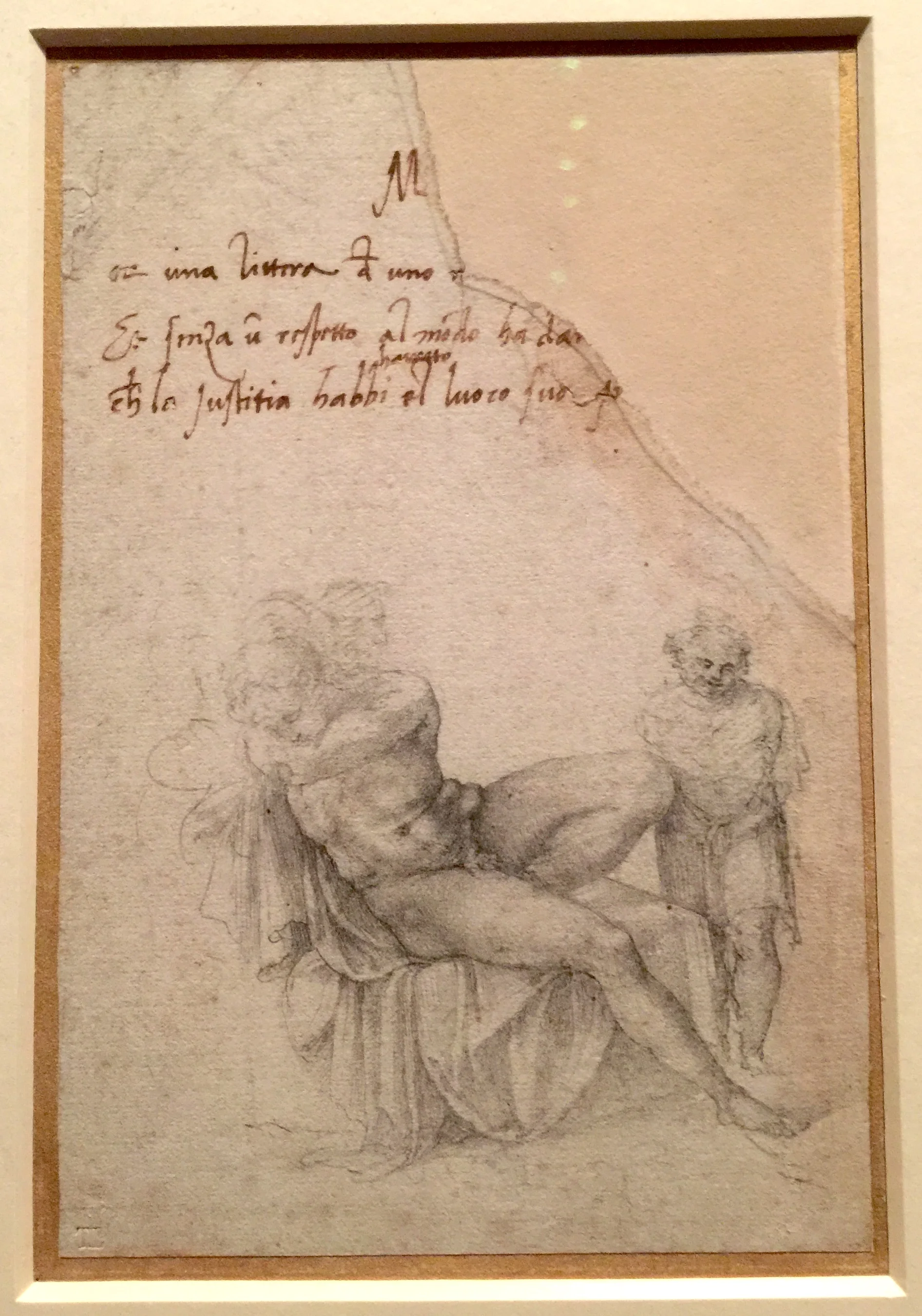 Michelangelo Sleeping Reclining Male Nude 米開郞基羅手稿（珍貴友誼唯一「物證」）