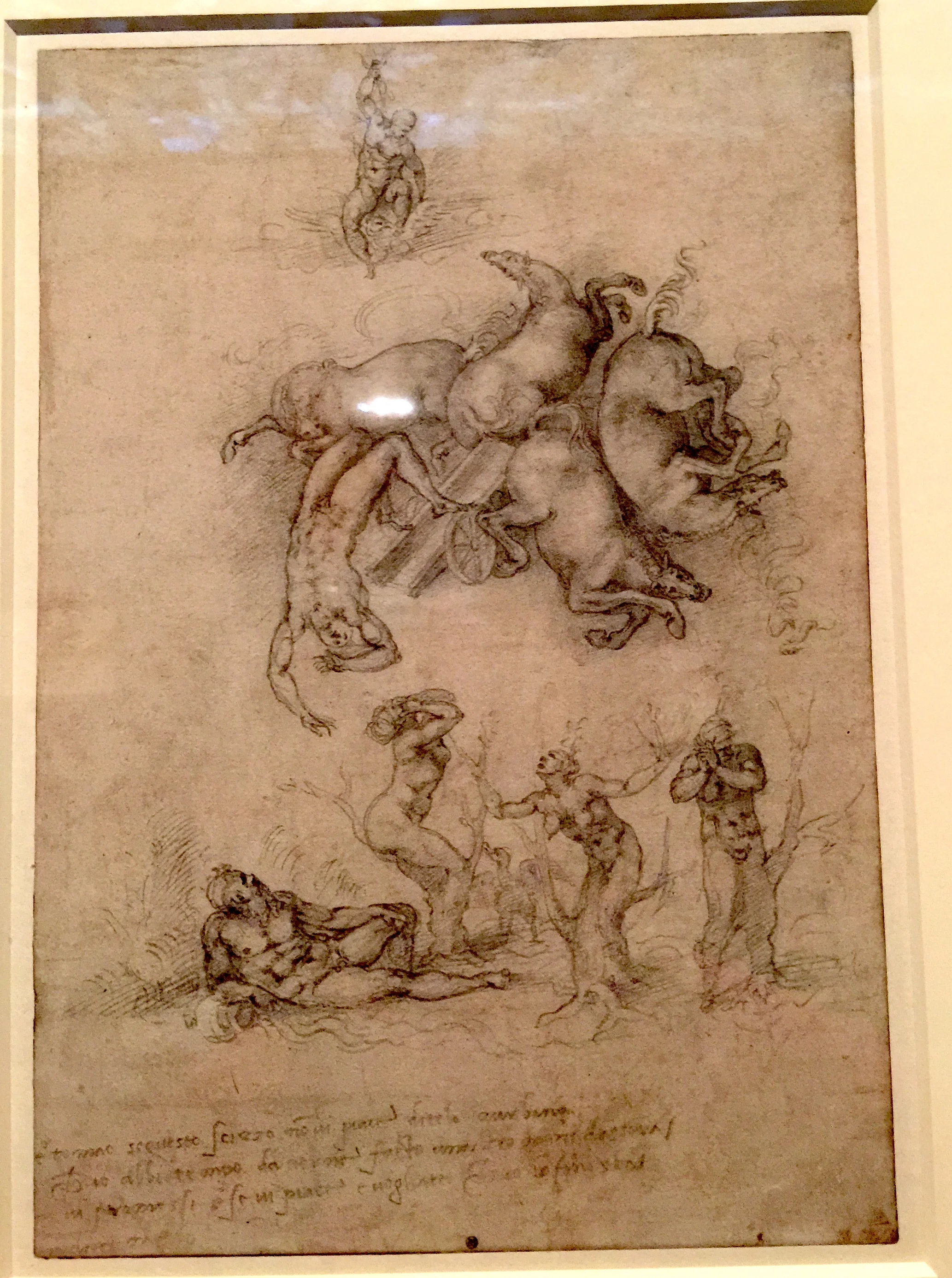 Michelangelo Study for the Fall of Phaeton  米開郞基羅手稿「法厄同的墜落」