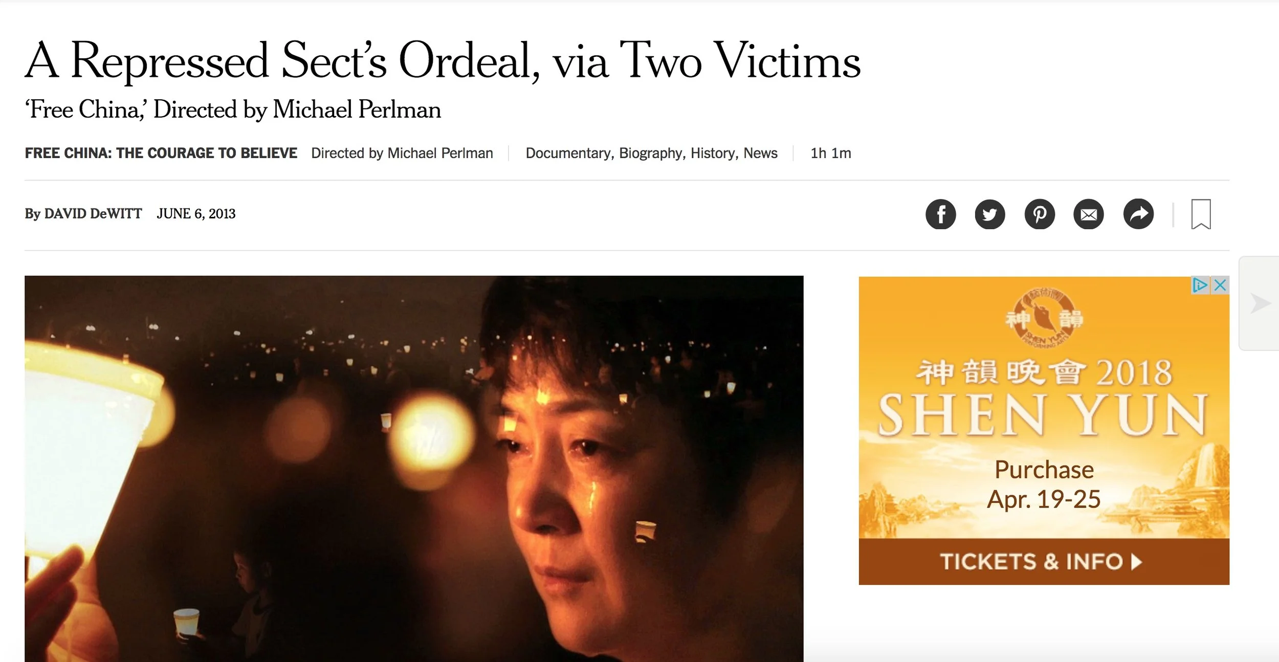 A Repressed Sect’s Ordeal, via Two Victims-‘Free China,’ Directed by Michael Perlman