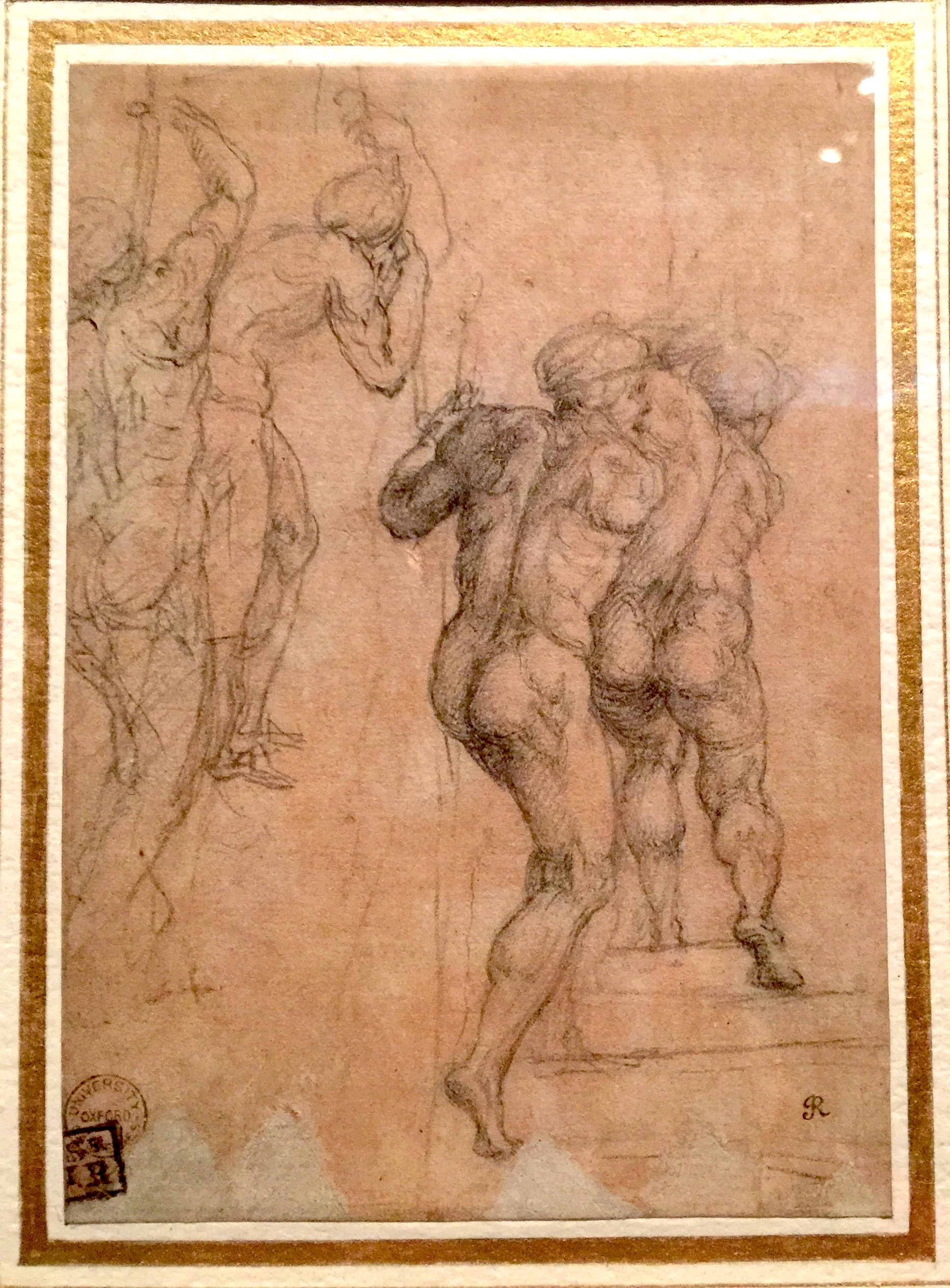 Michelangelo Studies for the Roman Soldiers for Crucifixion 米開郞基羅耶穌受難圖中的羅馬士兵草圖手稿