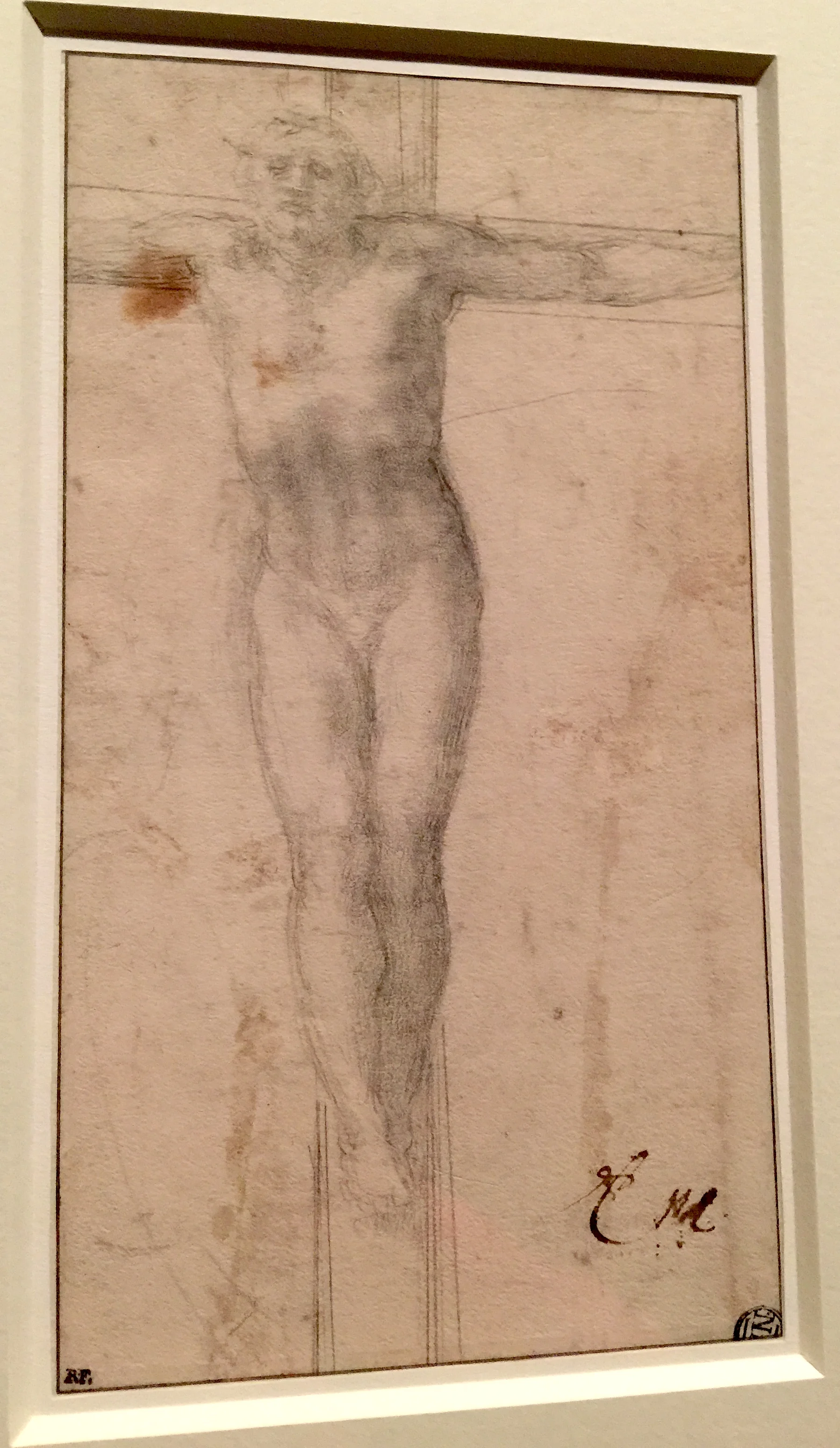 Michelangelo Fragment with Study for Christ on the Cross 米開郞基羅「十字架上的耶穌」手稿碎片