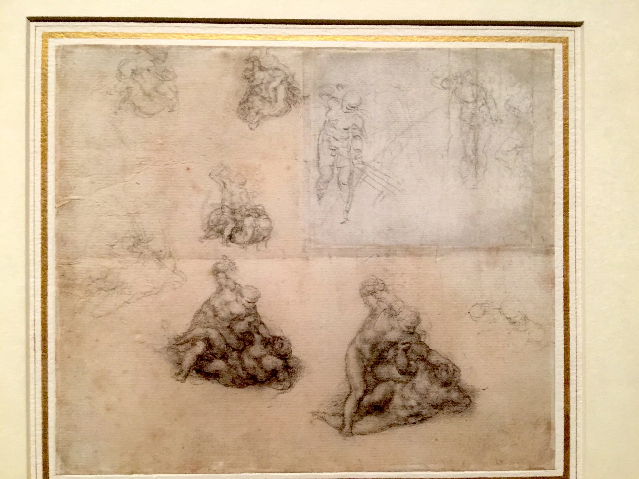 Michelangelo Sketches for David and Goliath and for Christ in the Expulsion of the Merchants 米開郞基羅大衛和歌利亞及耶穌素描手稿