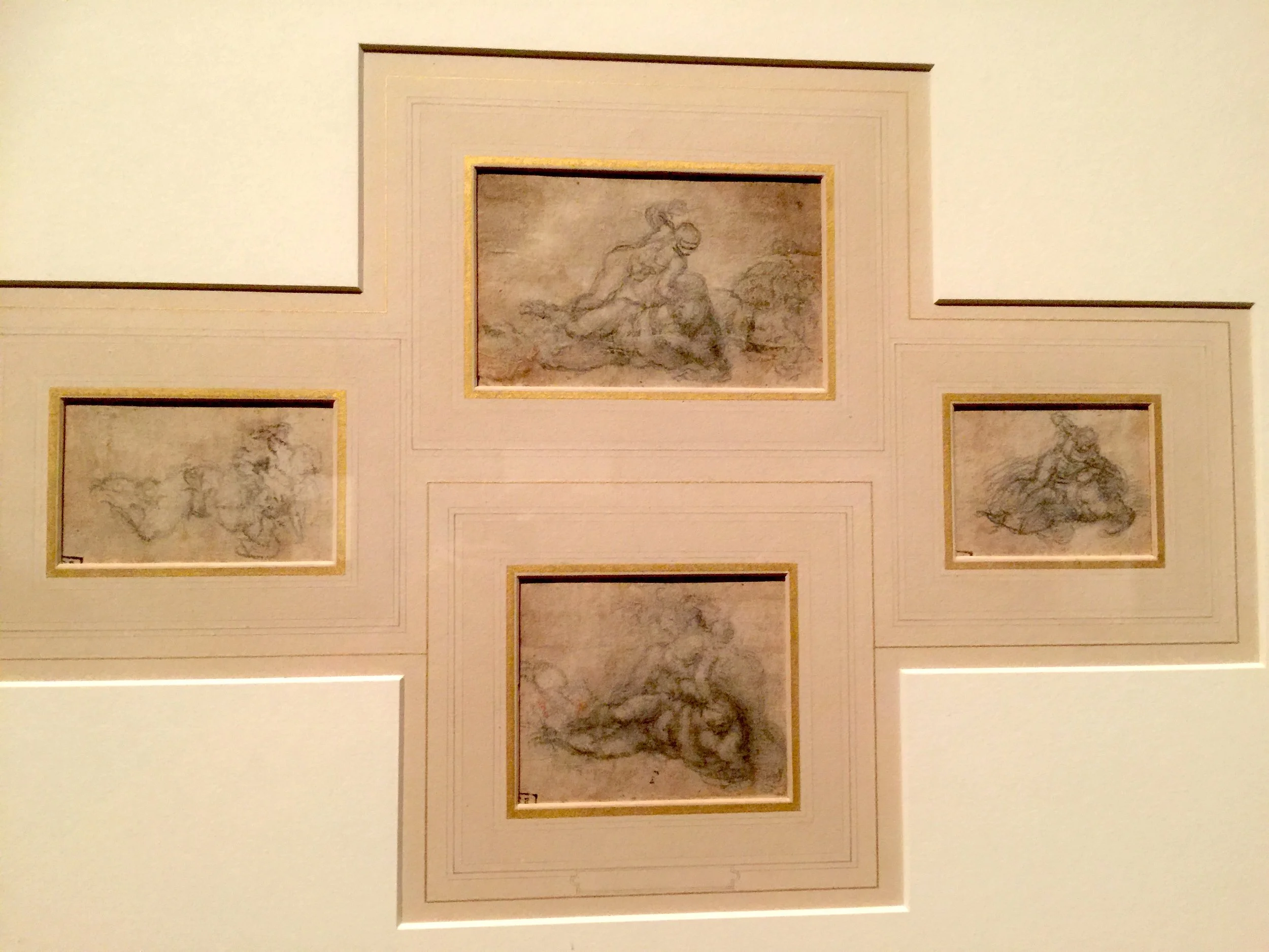 Michelangelo Four Fragments of Studies for David and Goliath 米開郞基羅大衛和歌利亞素描手稿
