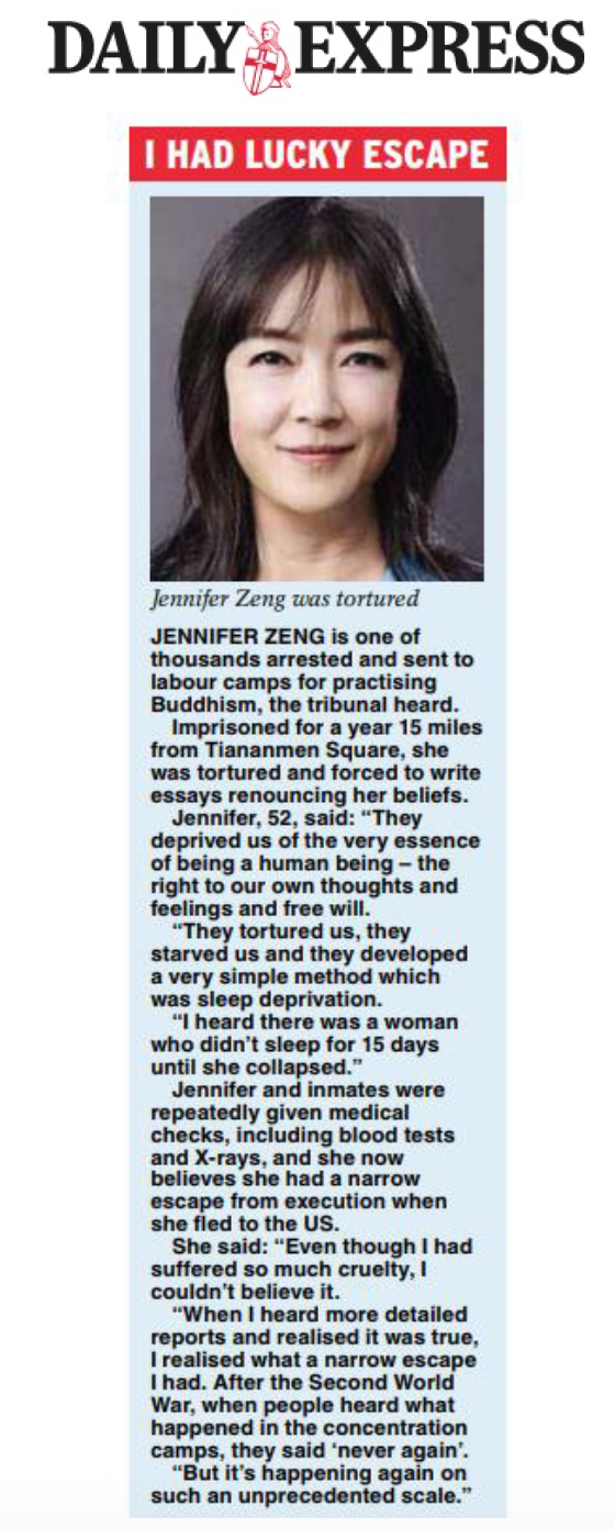 Daily Express’s report about Jennifer