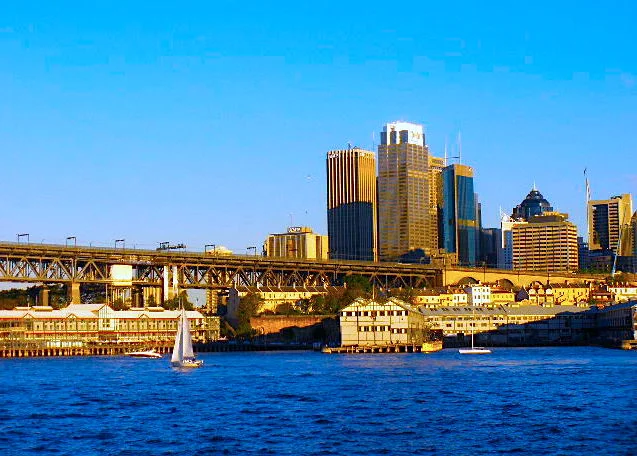 Sunset at Sydney Darling Harbor 夕陽下的行板-悉尼達令港
