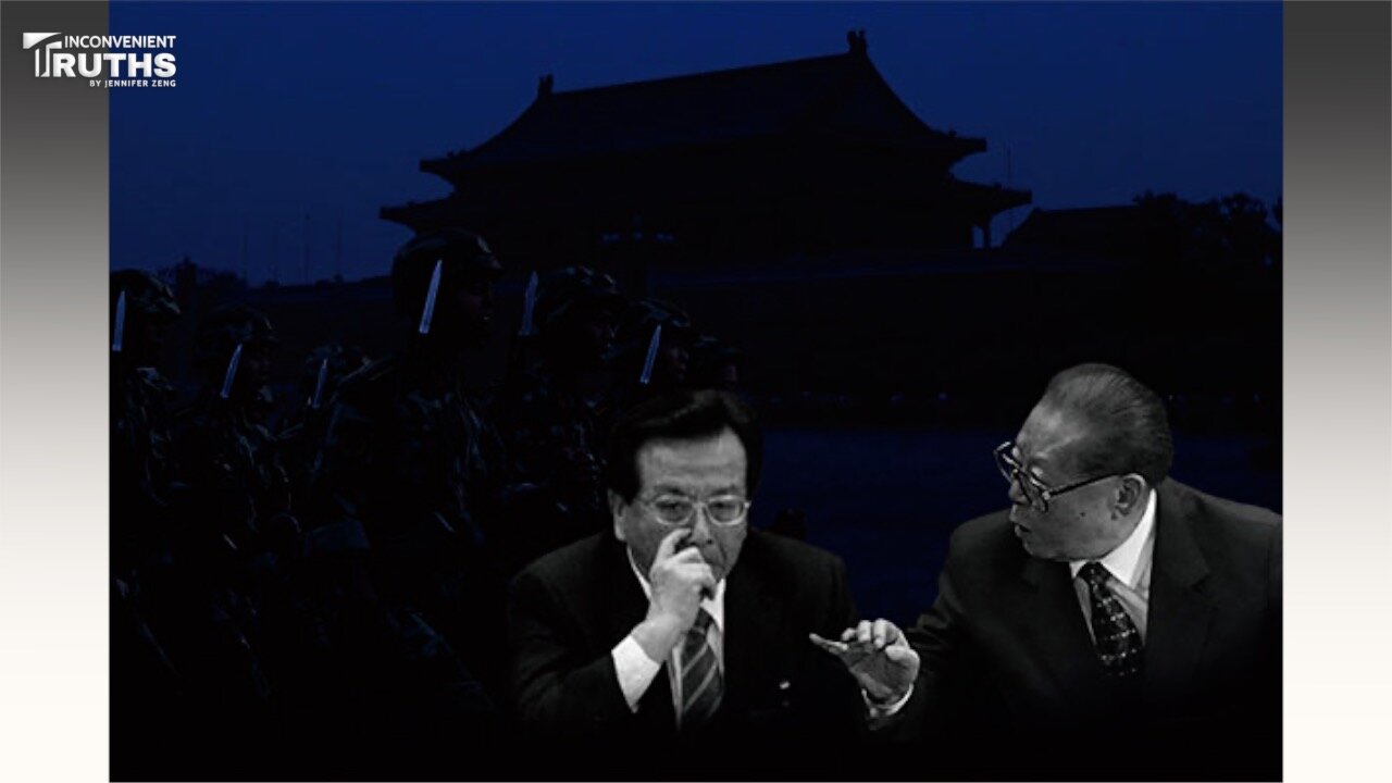 Former vice Chairman of China Zeng Qinghong (L) and former CCP leader Jiang Zemin.