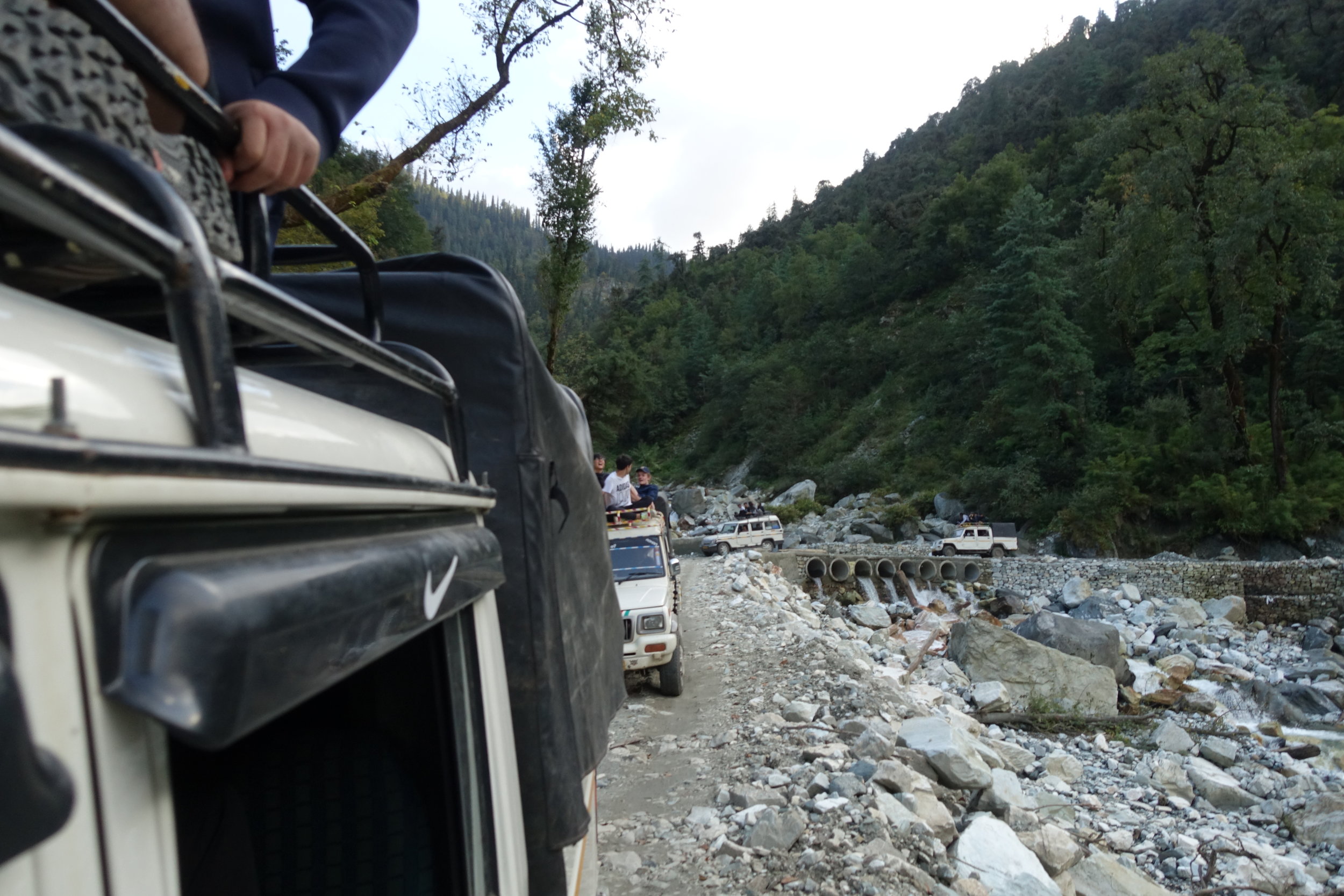  To get to our trailhead, we had to ditch our vans for jeeps and then ditch those jeeps for other jeeps where a landslide had wrecked the road. 