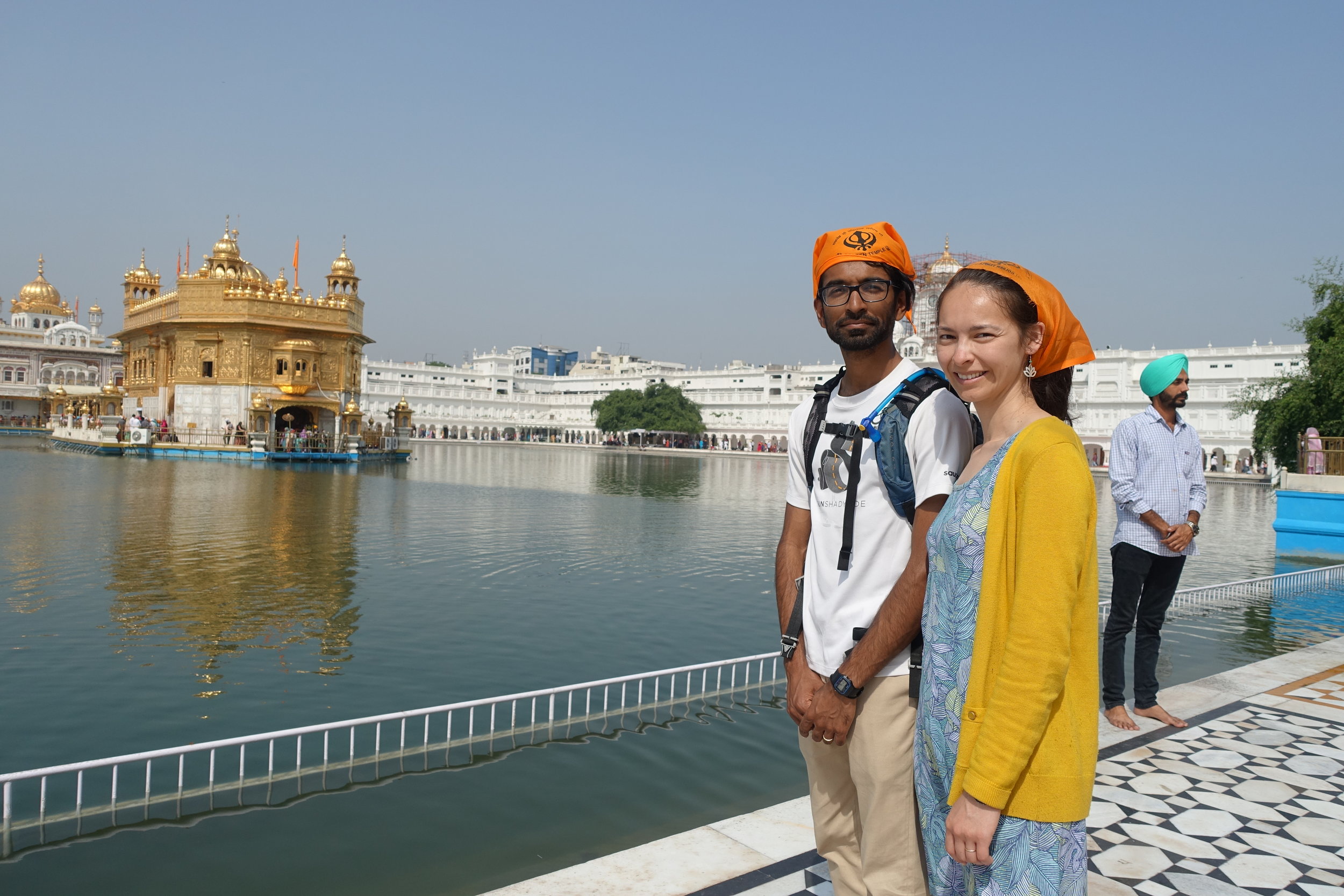  At the Golden Temple, one should cover their head and not show their back to the temple, which makes for slightly awkward photos. Alas. 