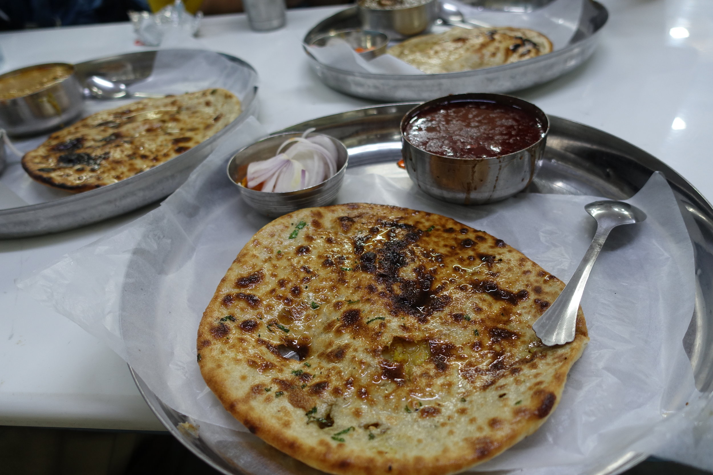  Anthony Bourdain visited this place, Kesar Da Dhaba, because of its masterful craftsmanship of meals like these.  
