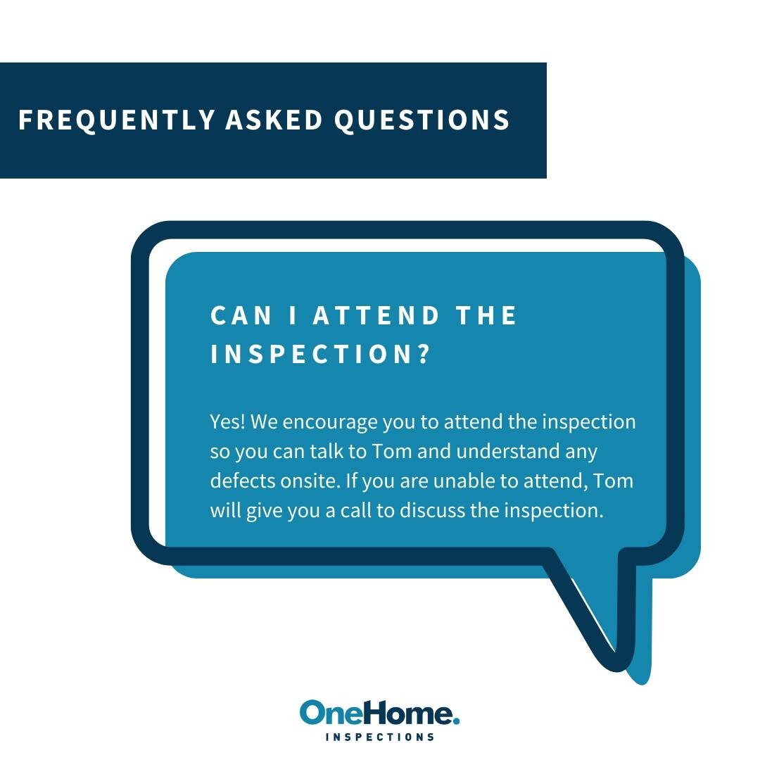 We encourage all clients to attend the inspection, however understand that isn't always possible. 

If you are able to attend the inspection, Tom will walk through the property with you at the conclusion of his inspection to point out the major defec