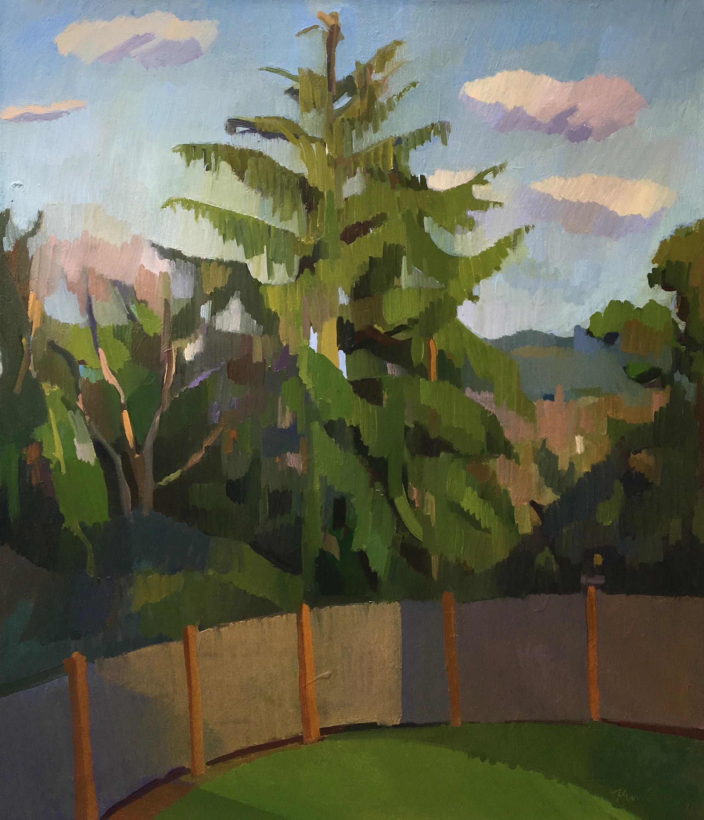 Backyard Hemlock , Oil on Canvas, 22" x 26," 2018. Private Collection.